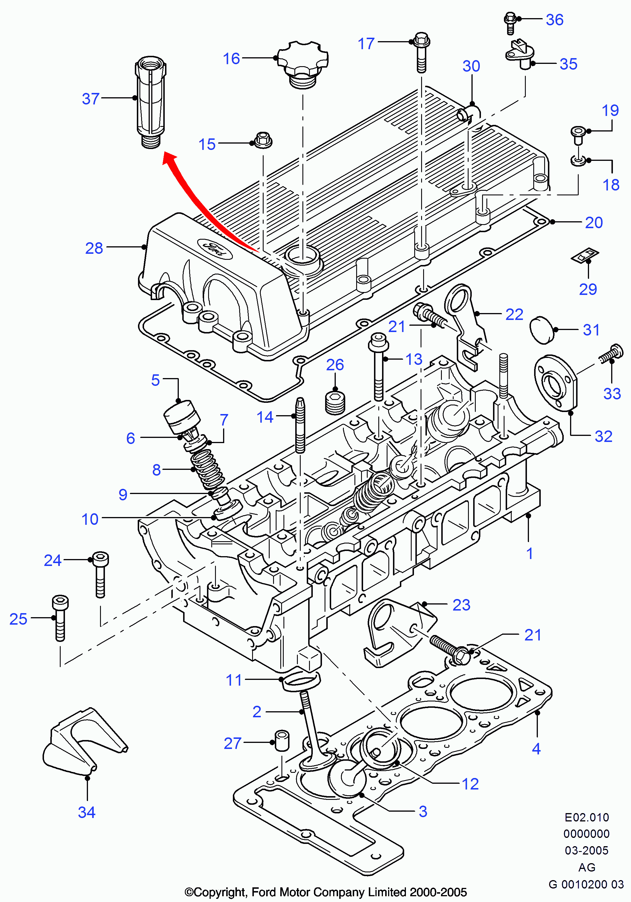 FORD 6 166 533 - Uszczelniacz, trzonek zaworu www.parts5.com