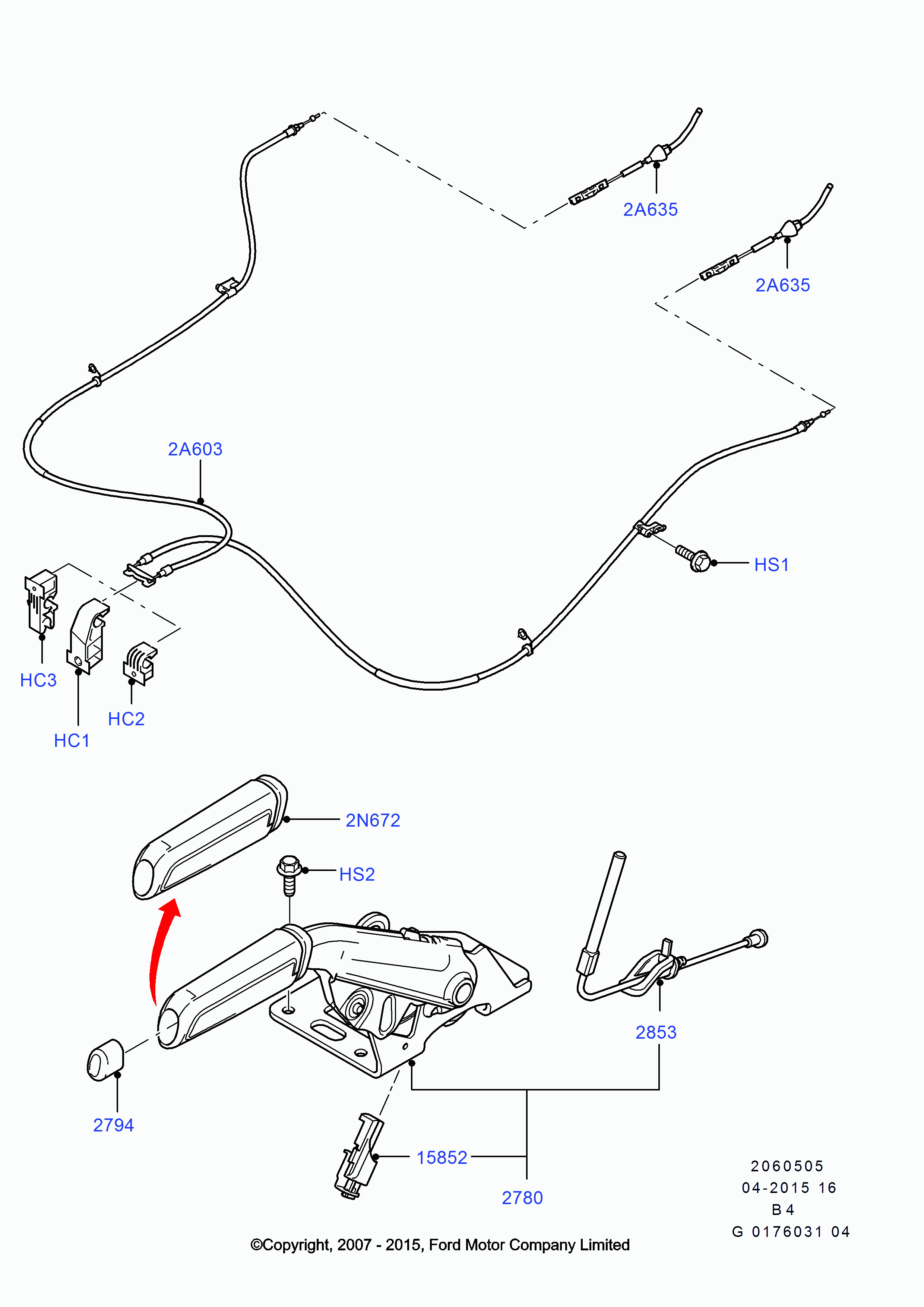 FORD 1878851 - Жило, ръчна спирачка www.parts5.com