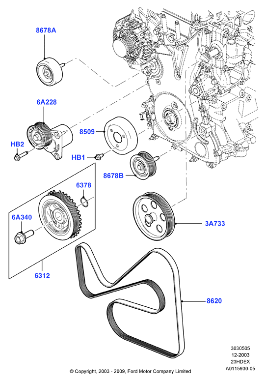 FORD 5098760 - Intinzator curea, curea distributie www.parts5.com