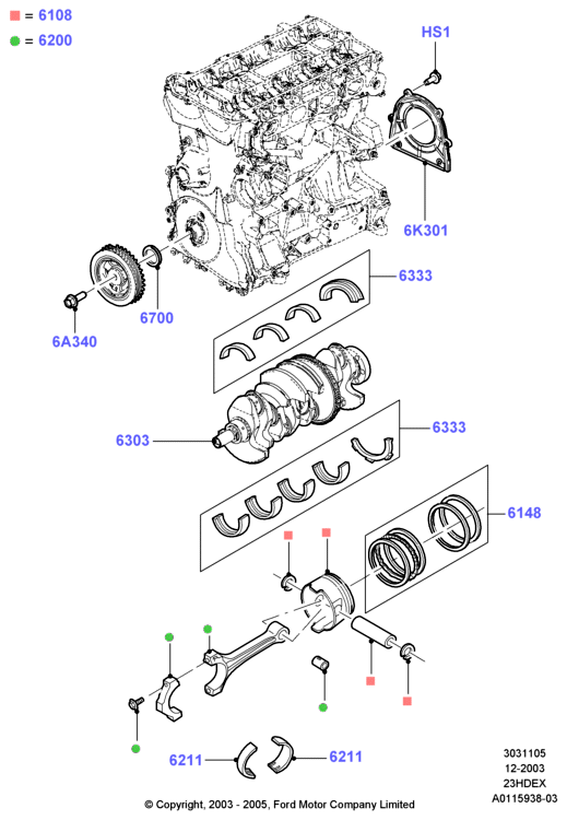 FORD 1 131 305 - Simering, arbore cotit www.parts5.com