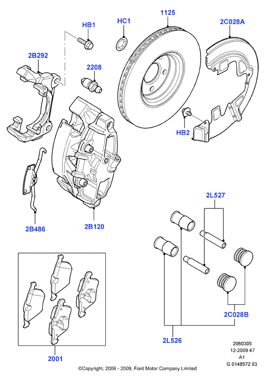 FORD 1432360 - Jeu de douilles de guidage, étrier de frein www.parts5.com