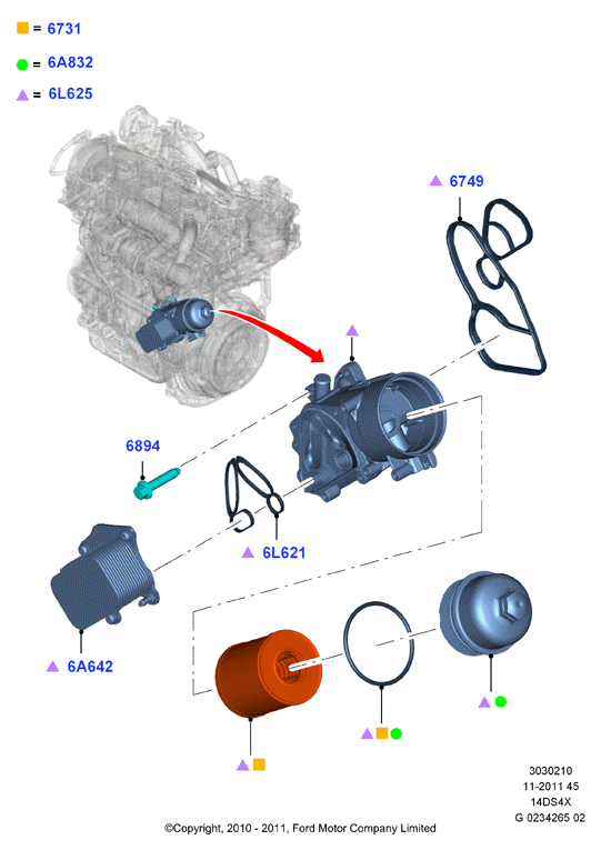 FORD 1703252 - Масляный радиатор, двигательное масло www.parts5.com