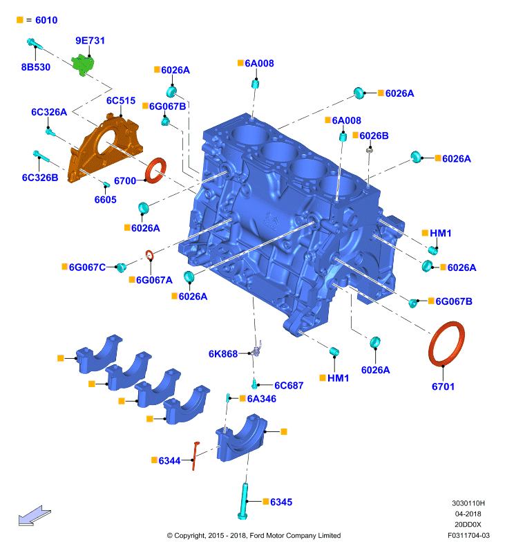 FORD 1 826 503 - Yağ keçesi, Krank mili www.parts5.com