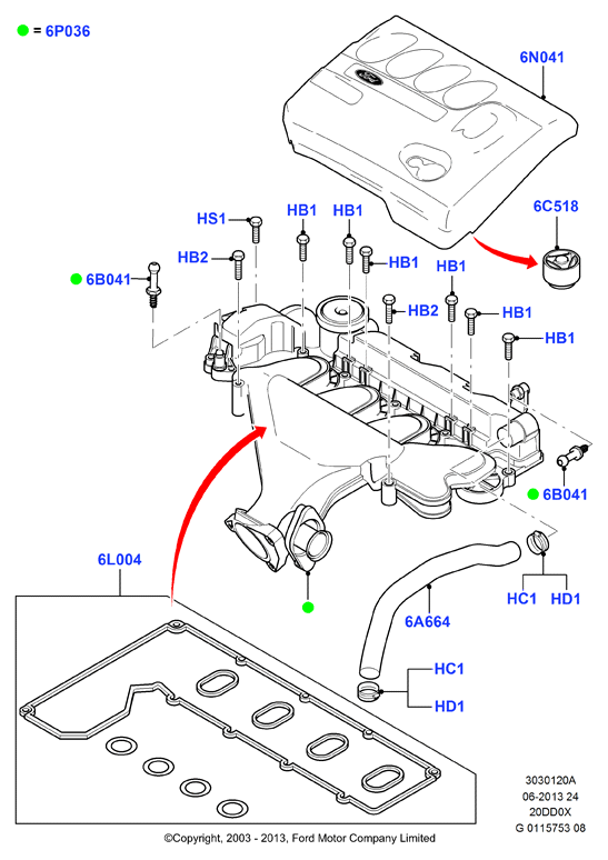 FORD 1 365 586 - Σετ στεγανοπ., κάλ. κυλινδροκεφαλής www.parts5.com