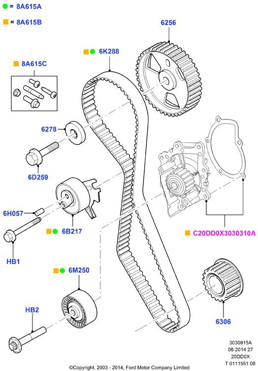 FORD 1855732 - Water Pump & Timing Belt Set www.parts5.com