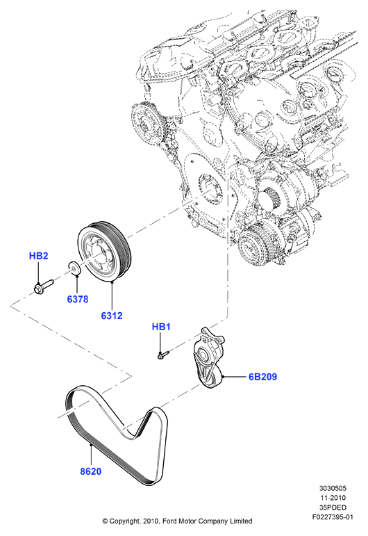 FORD BT4Z 8620-A - Поликлиновой ремень www.parts5.com