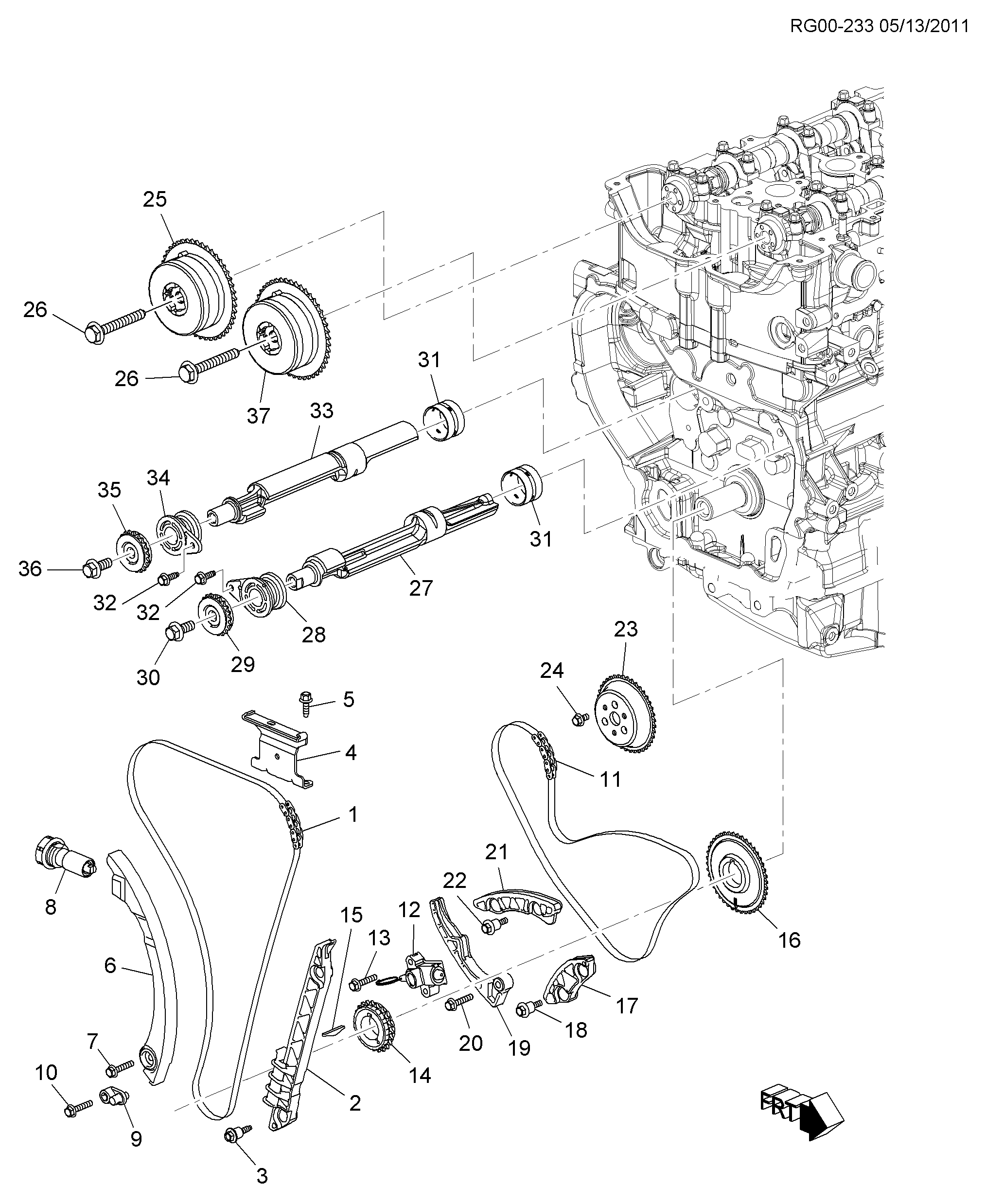 Buick 12608580 - Tensioner, timing chain parts5.com