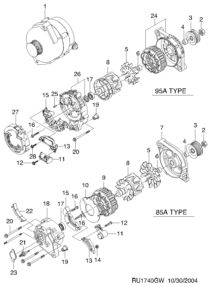 Chevrolet 96288095 - Alternador www.parts5.com