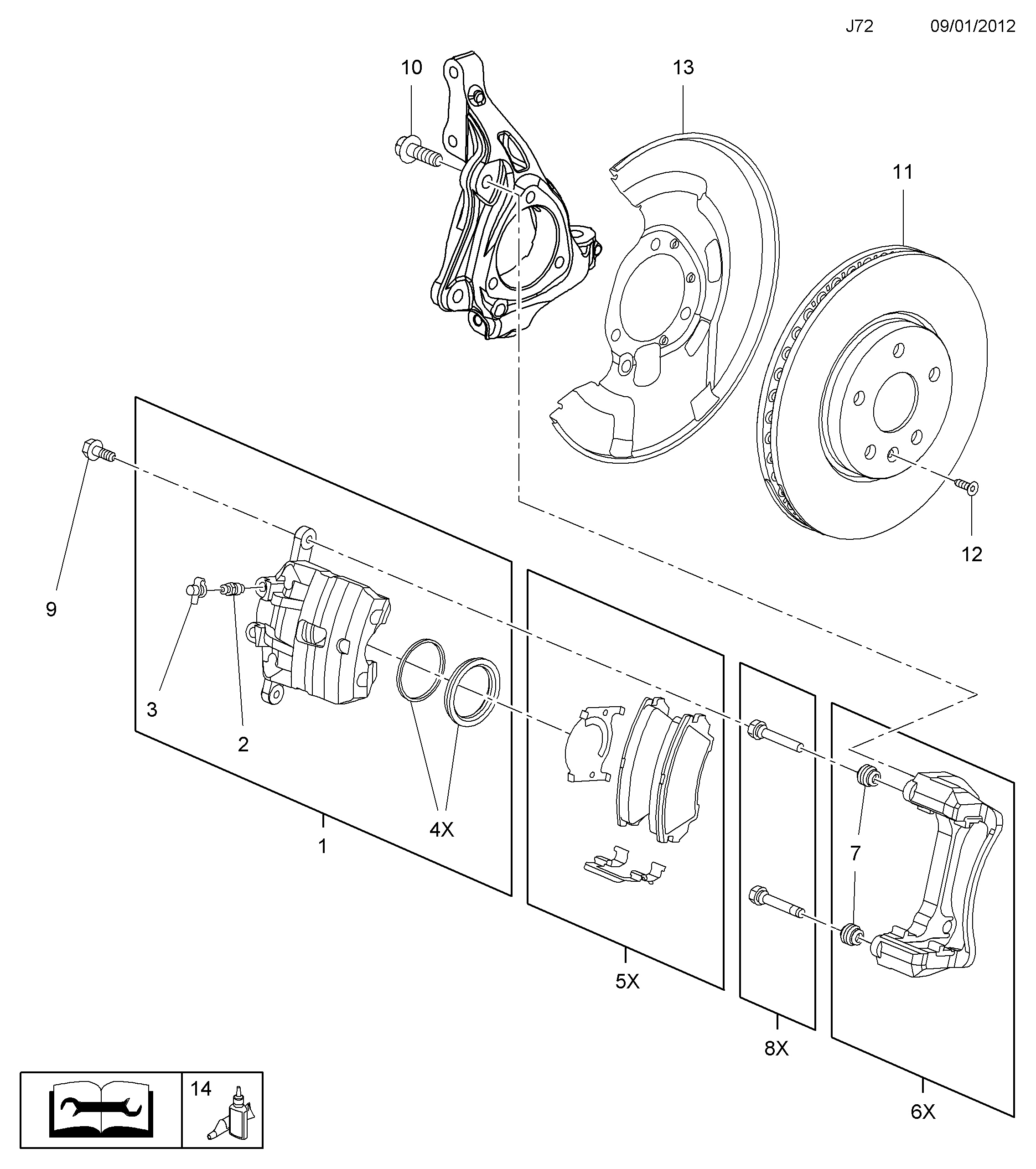 Vauxhall 5 42 157 - HOUSING, WITH PISTON, FRONT DISC CALIPER, RH (EXCHANGE PART 9552 www.parts5.com