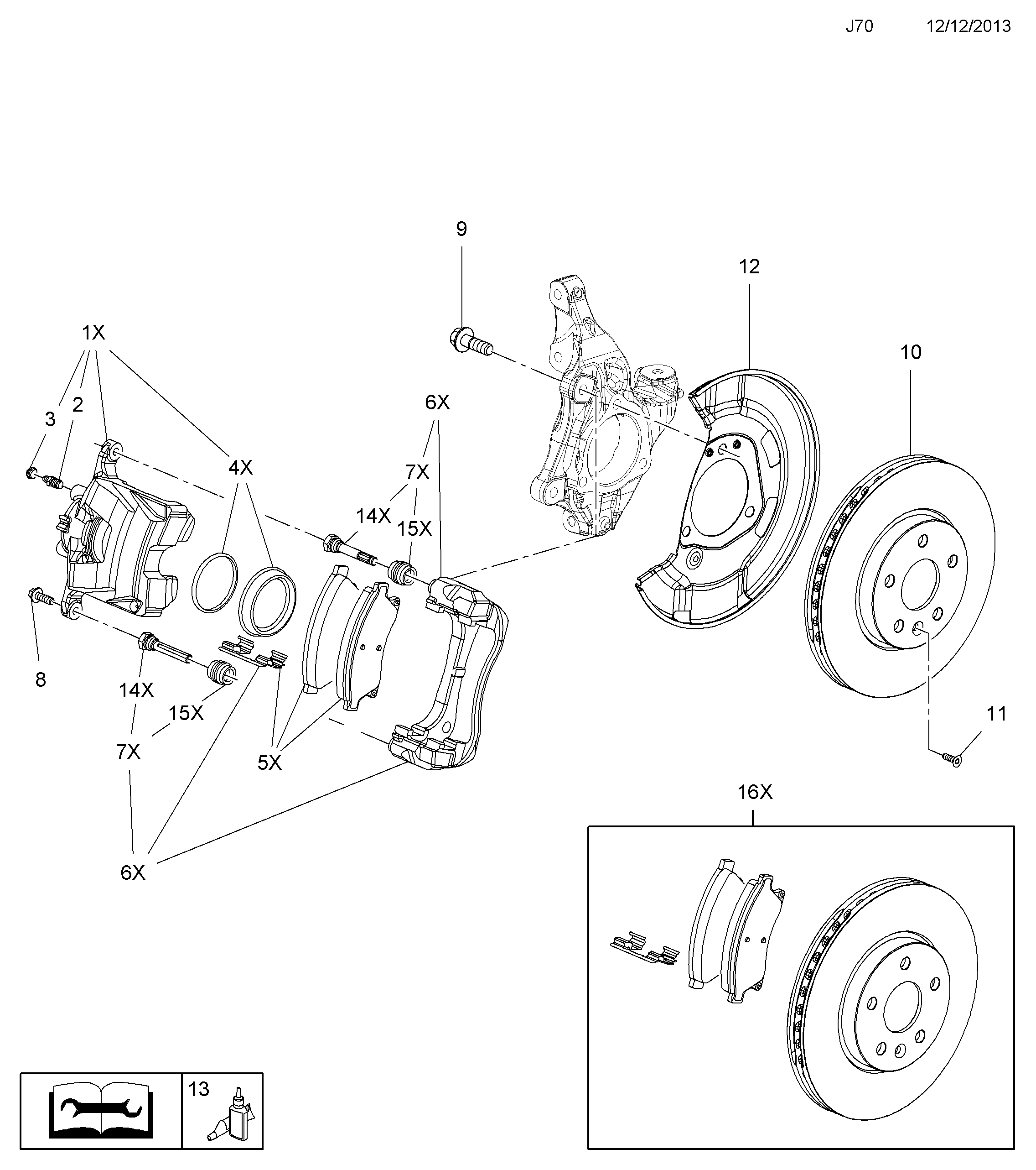 Vauxhall 16 05 169 - Комплект спирачно феродо, дискови спирачки www.parts5.com