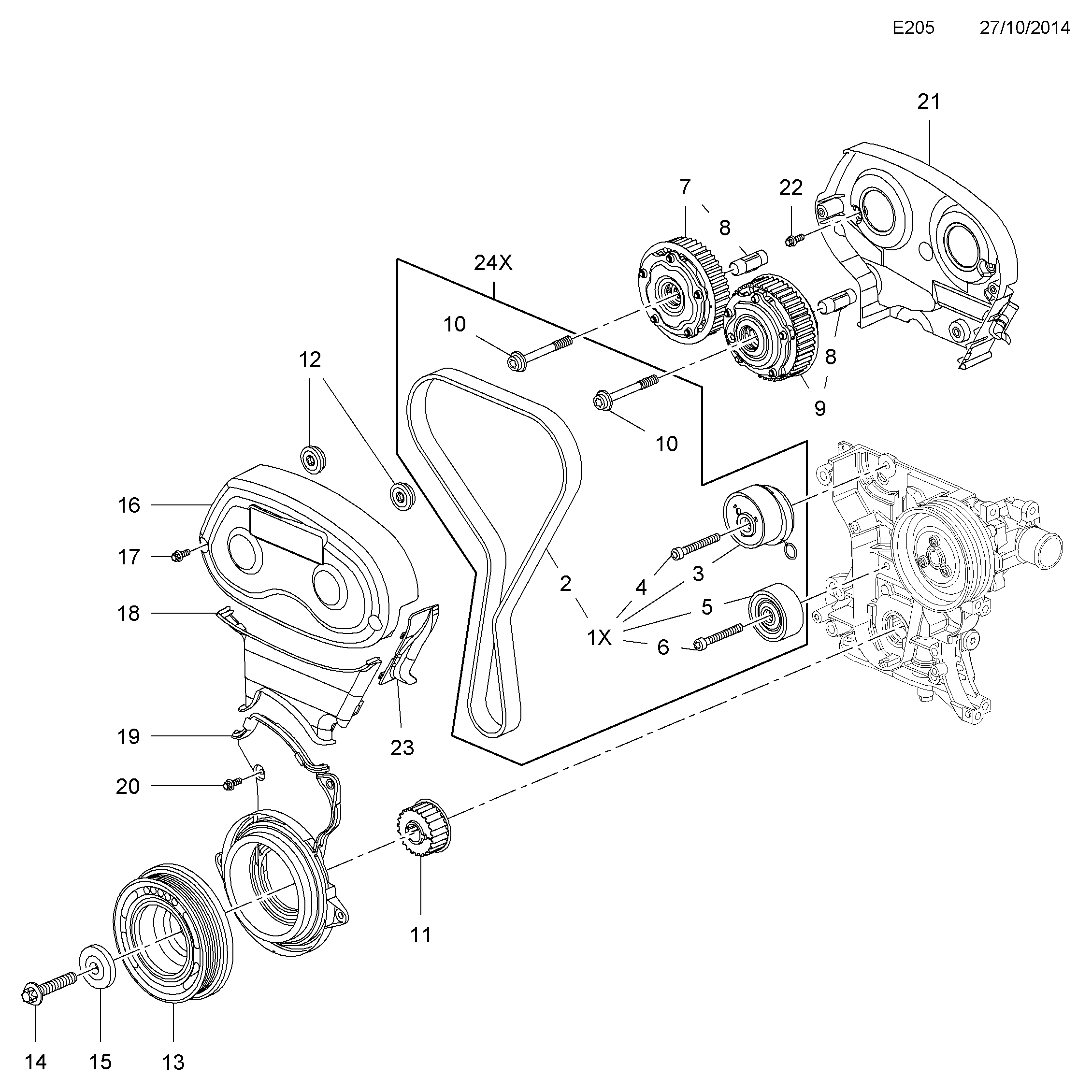 Vauxhall 6 36 160 - Zatezač, zupčasti kaiš www.parts5.com