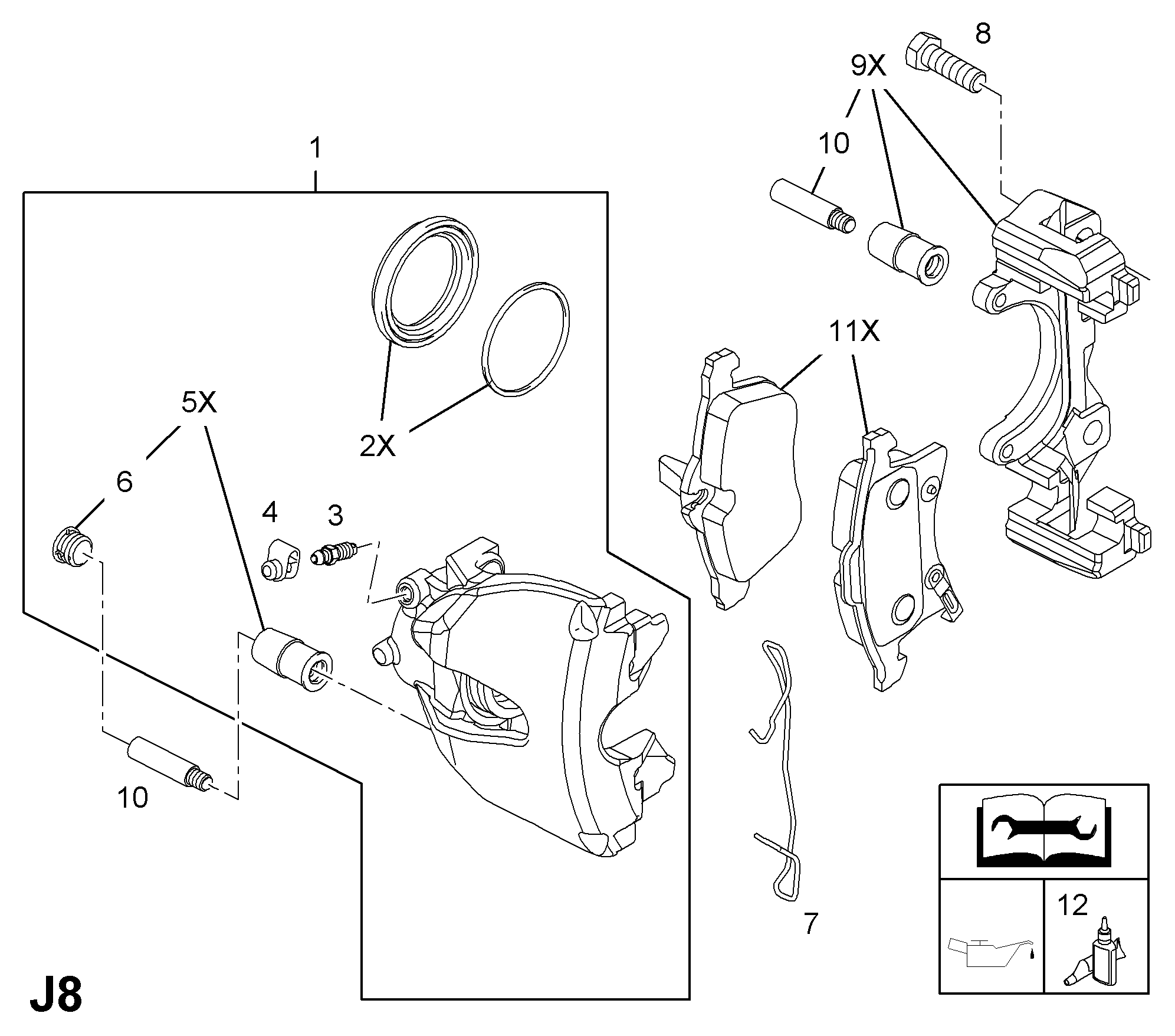 Opel 5 46 528 - Jeu de douilles de guidage, étrier de frein www.parts5.com