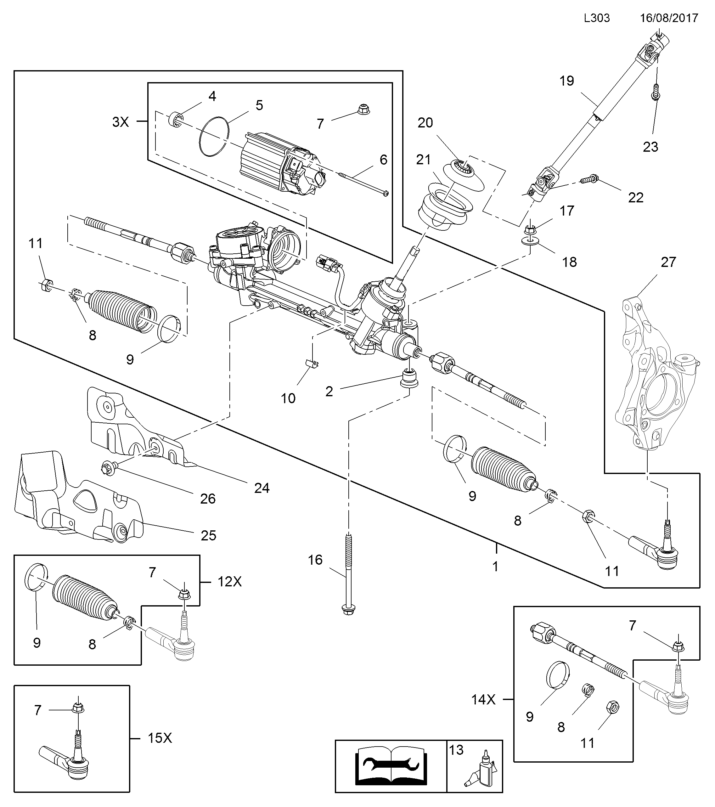 Opel 16 09 182 - Kaitsekummikomplekt,rooliseade www.parts5.com