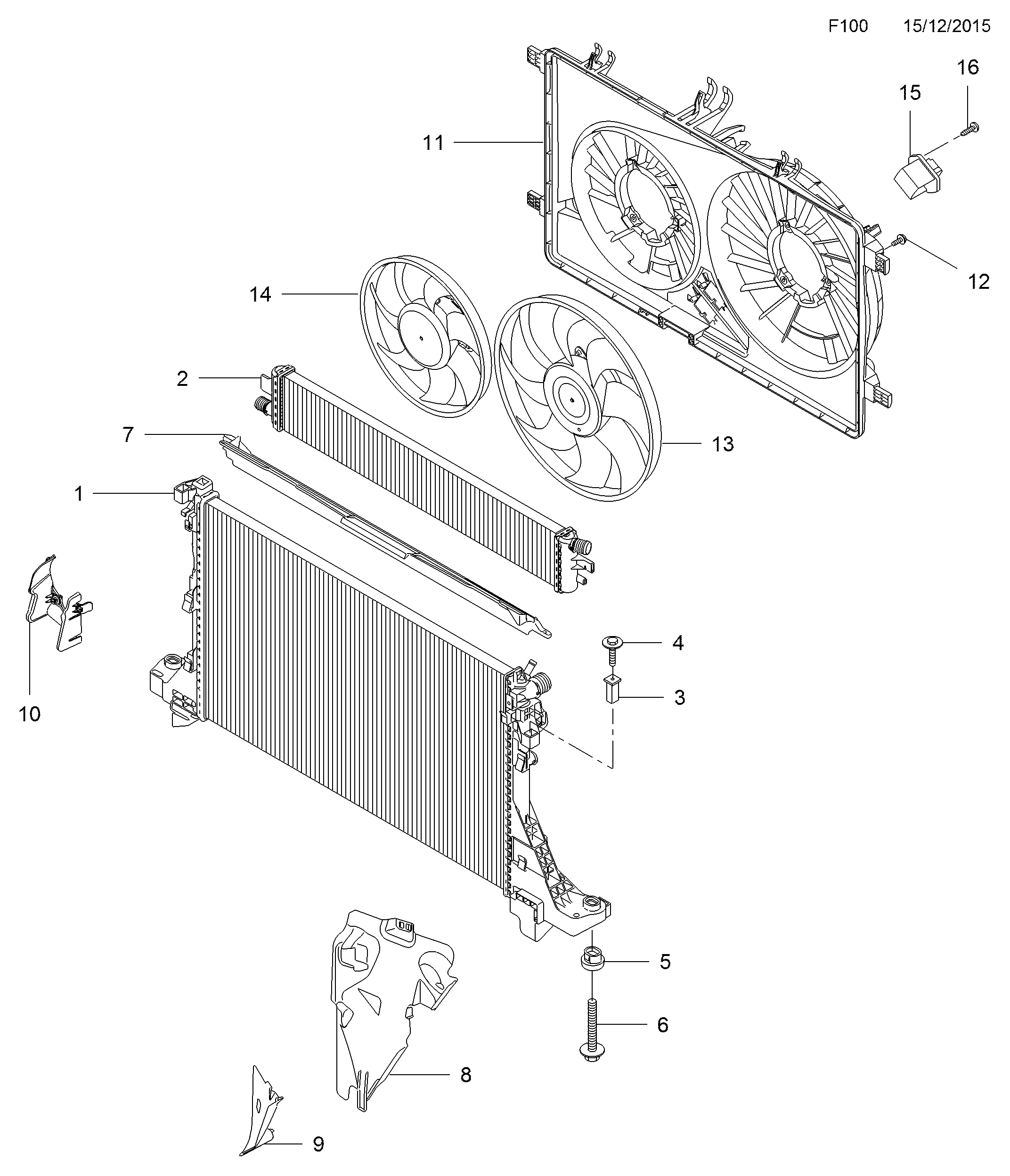 Opel 44 19 452 - Hladnjak, hlađenje motora www.parts5.com