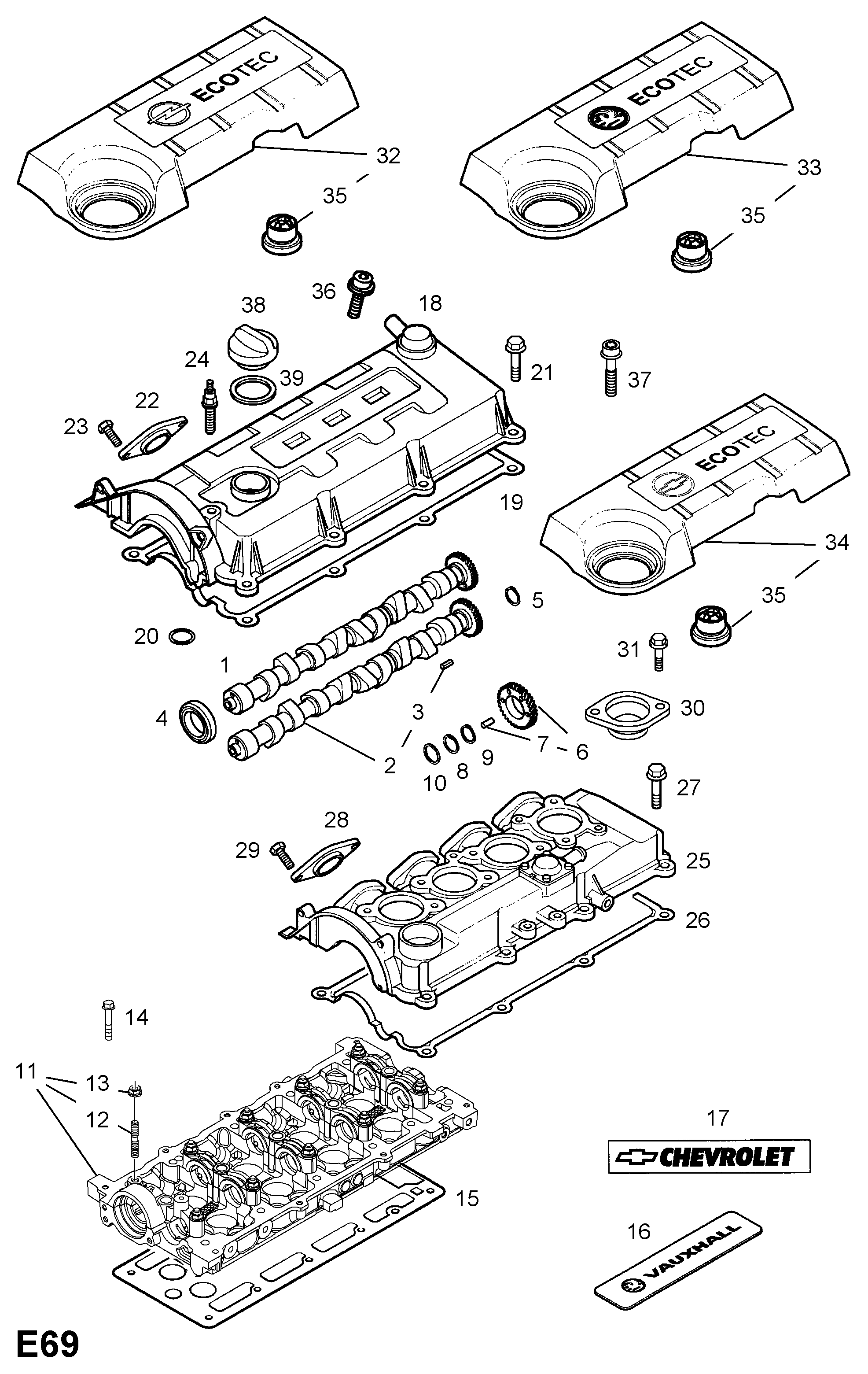 Opel 6 07 492 - Garnitura, capac supape www.parts5.com