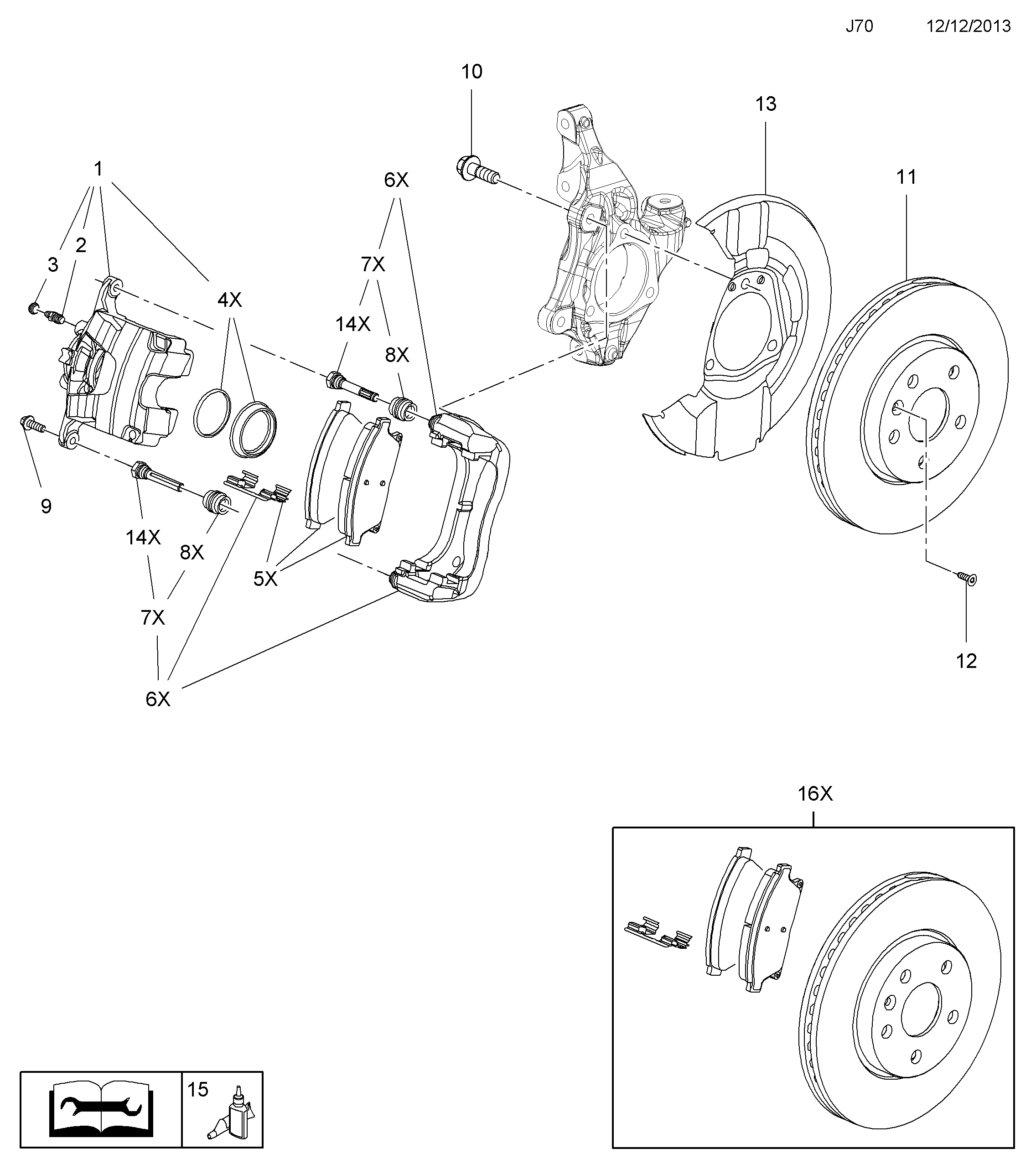 Chevrolet 1605263 - Комплект принадлежности, дискови накладки www.parts5.com