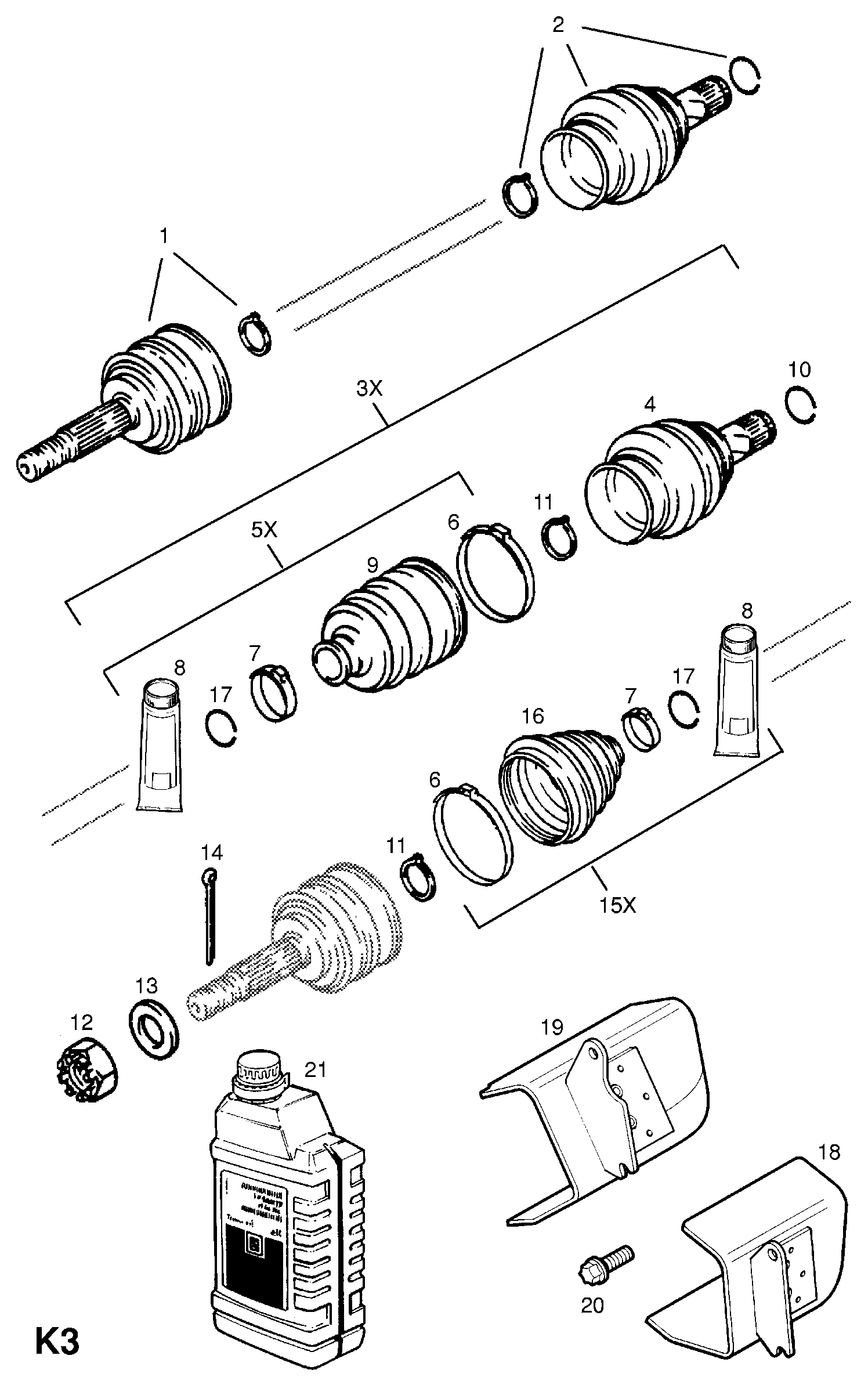 Vauxhall 3 74 461 - Set articulatie, planetara www.parts5.com