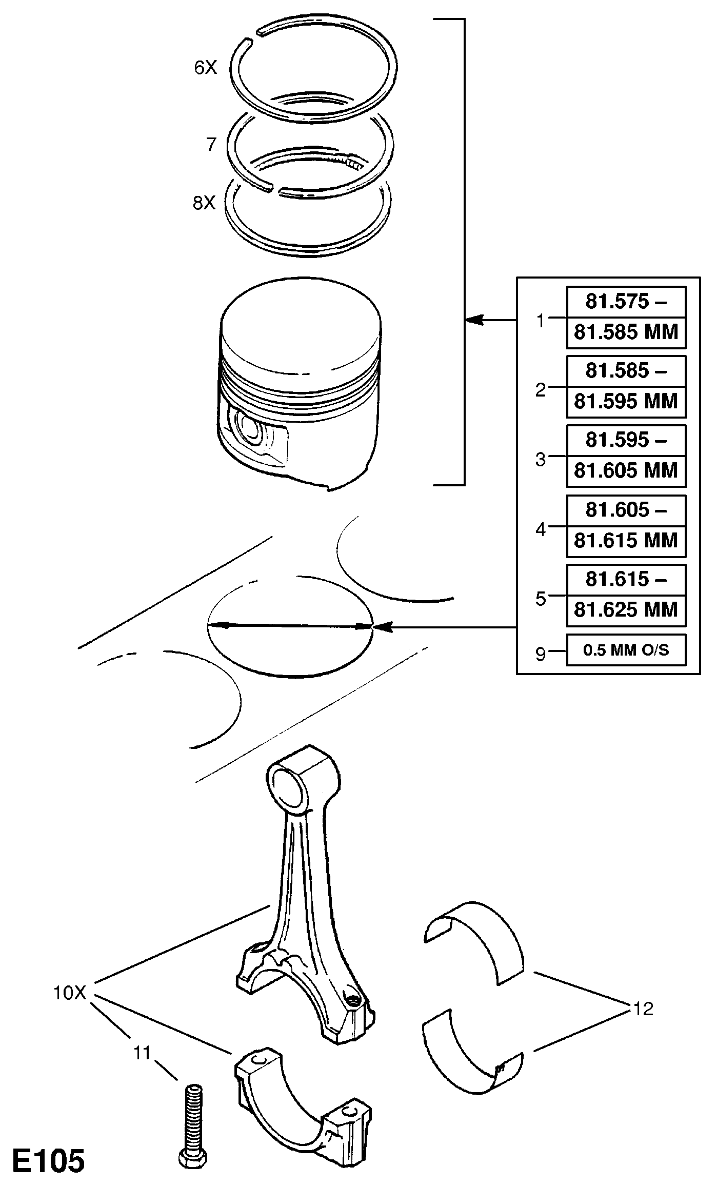 Opel 6 23 605 - Piston parts5.com