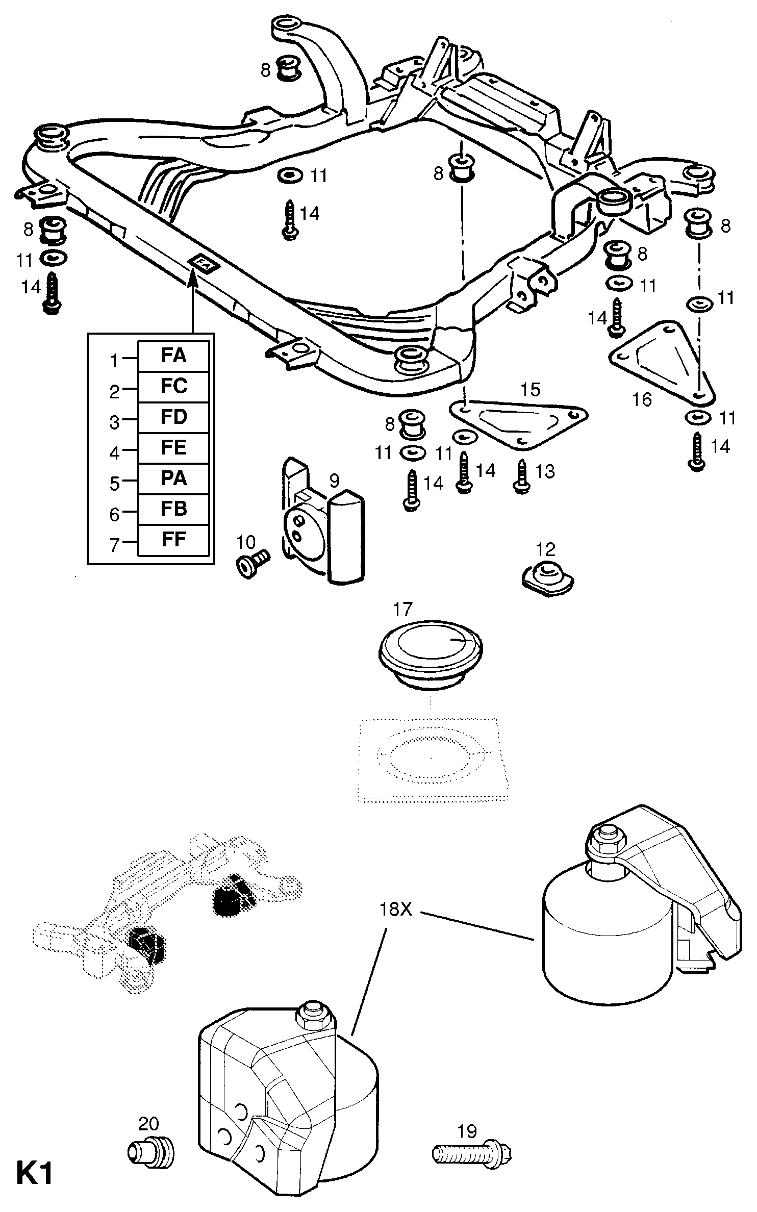 EFI Automotive 302015 - CROSSMEMBER, ASSY., FRONT AXLE, WITH BUSHES (IDENT FC) (EXCEPT V www.parts5.com