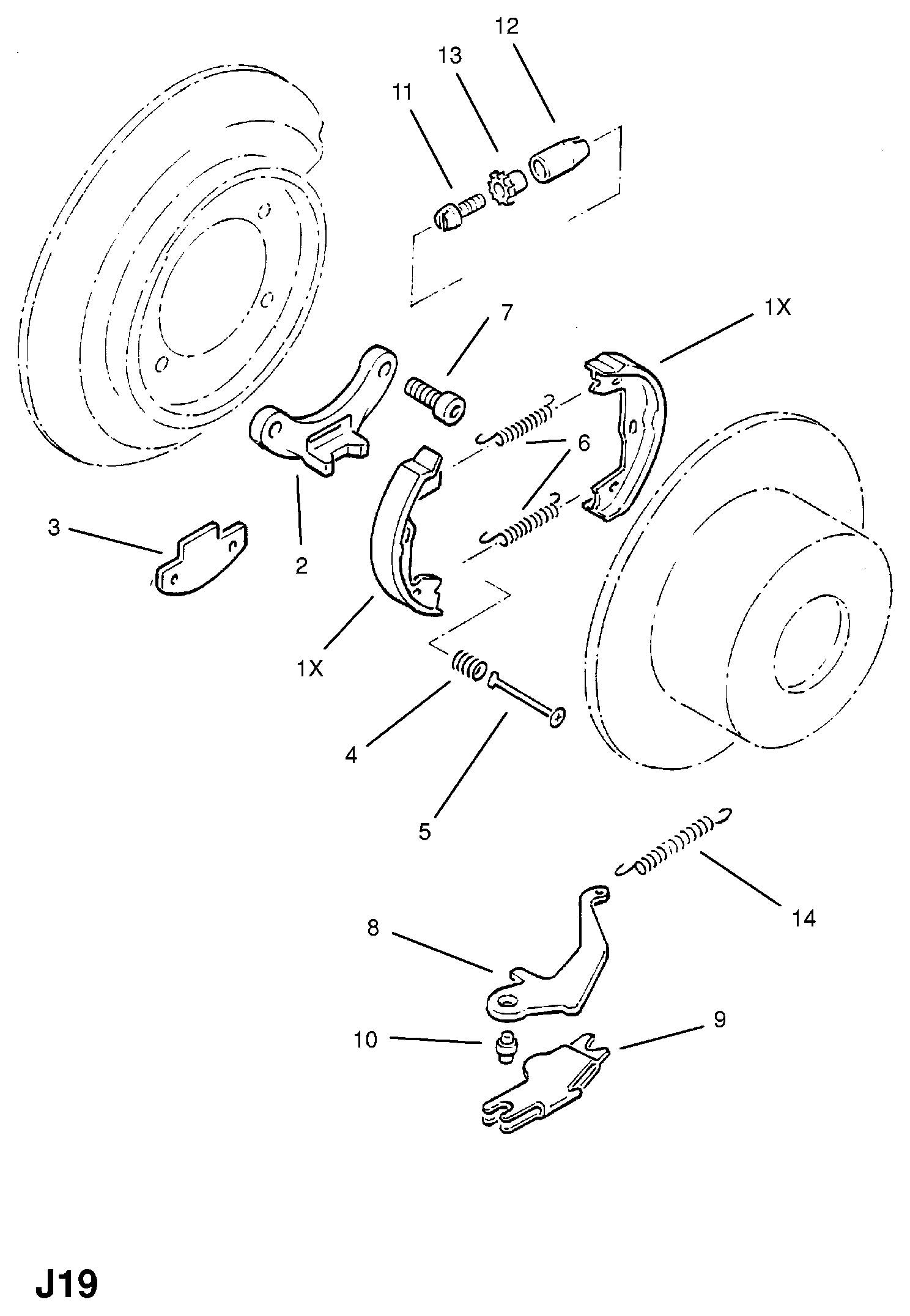 Vauxhall 16 05 764 - Set saboti frana, frana de mana www.parts5.com