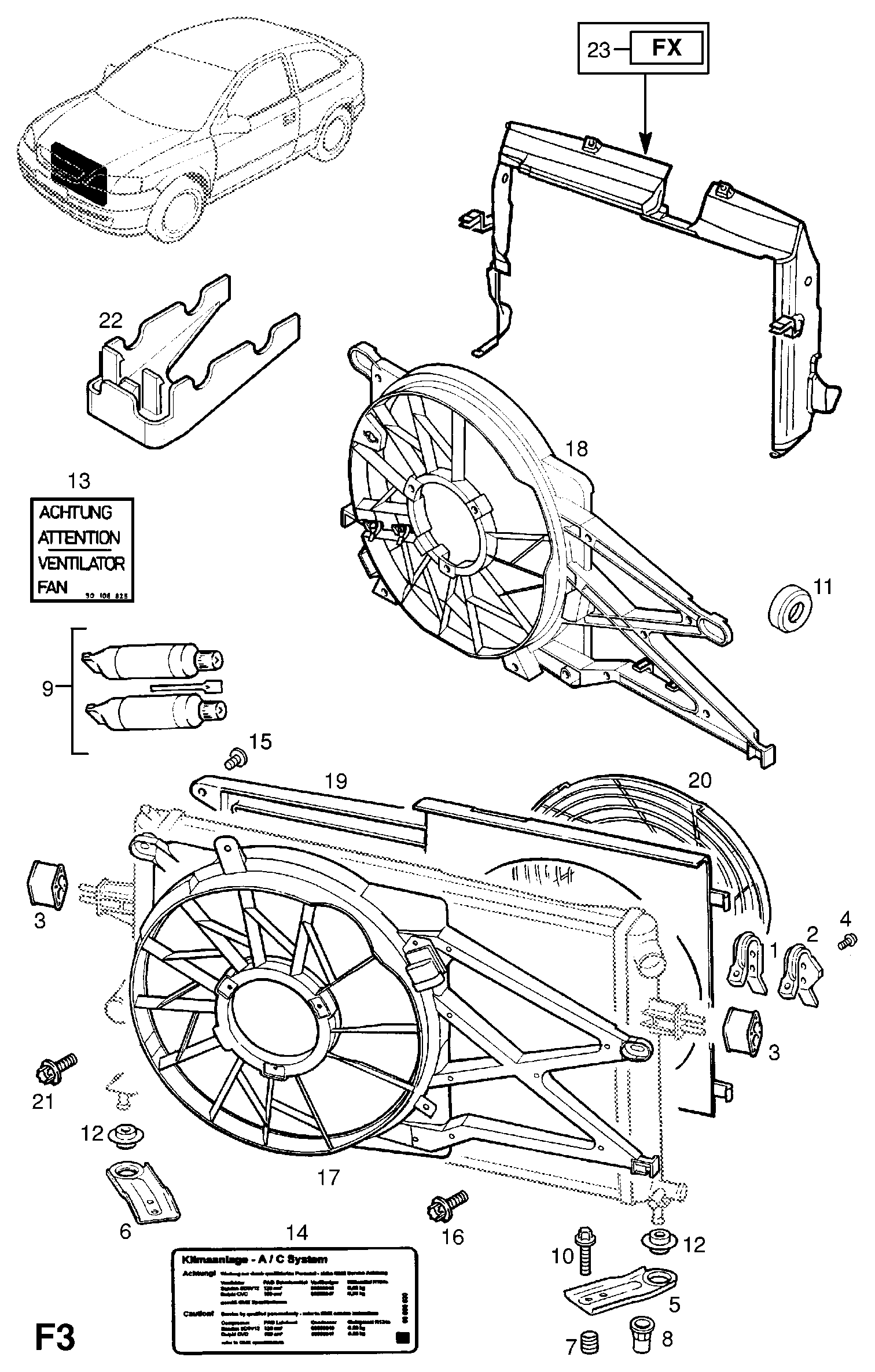 Opel 13 14 539 - Ventilateur, refroidissement du moteur www.parts5.com