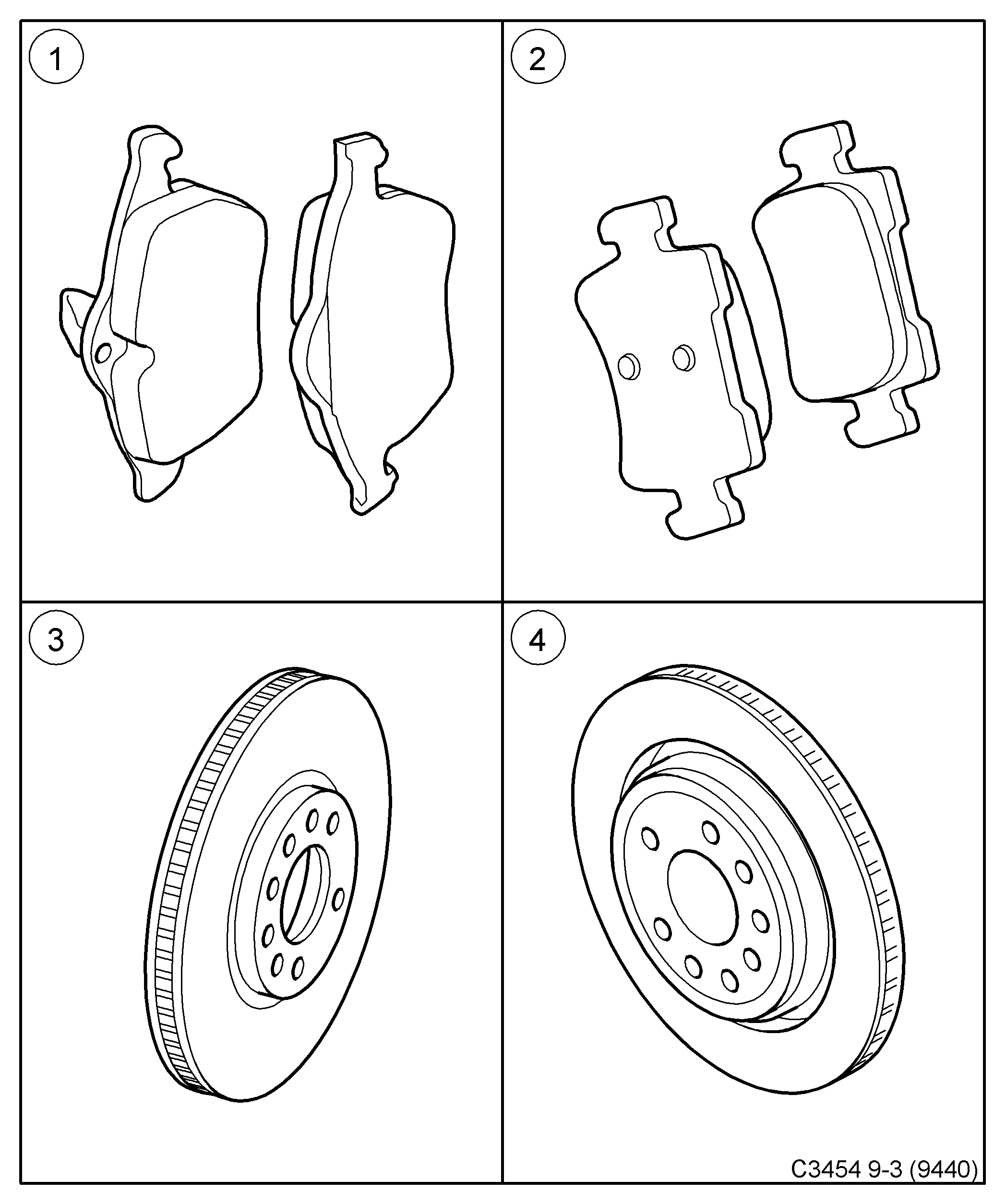 SAAB 93166942 - Sada brzdových platničiek kotúčovej brzdy www.parts5.com