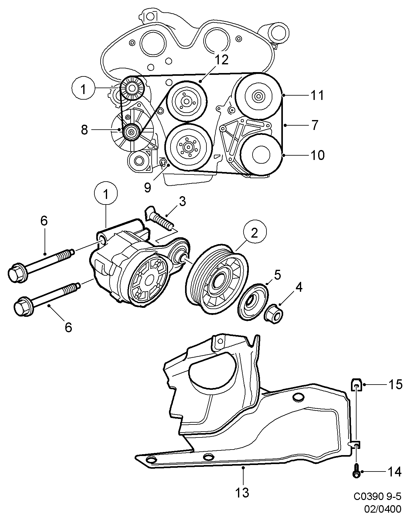 SAAB 47 50 220 - Τεντωτήρας ιμάντα, ιμάντας poly-V www.parts5.com