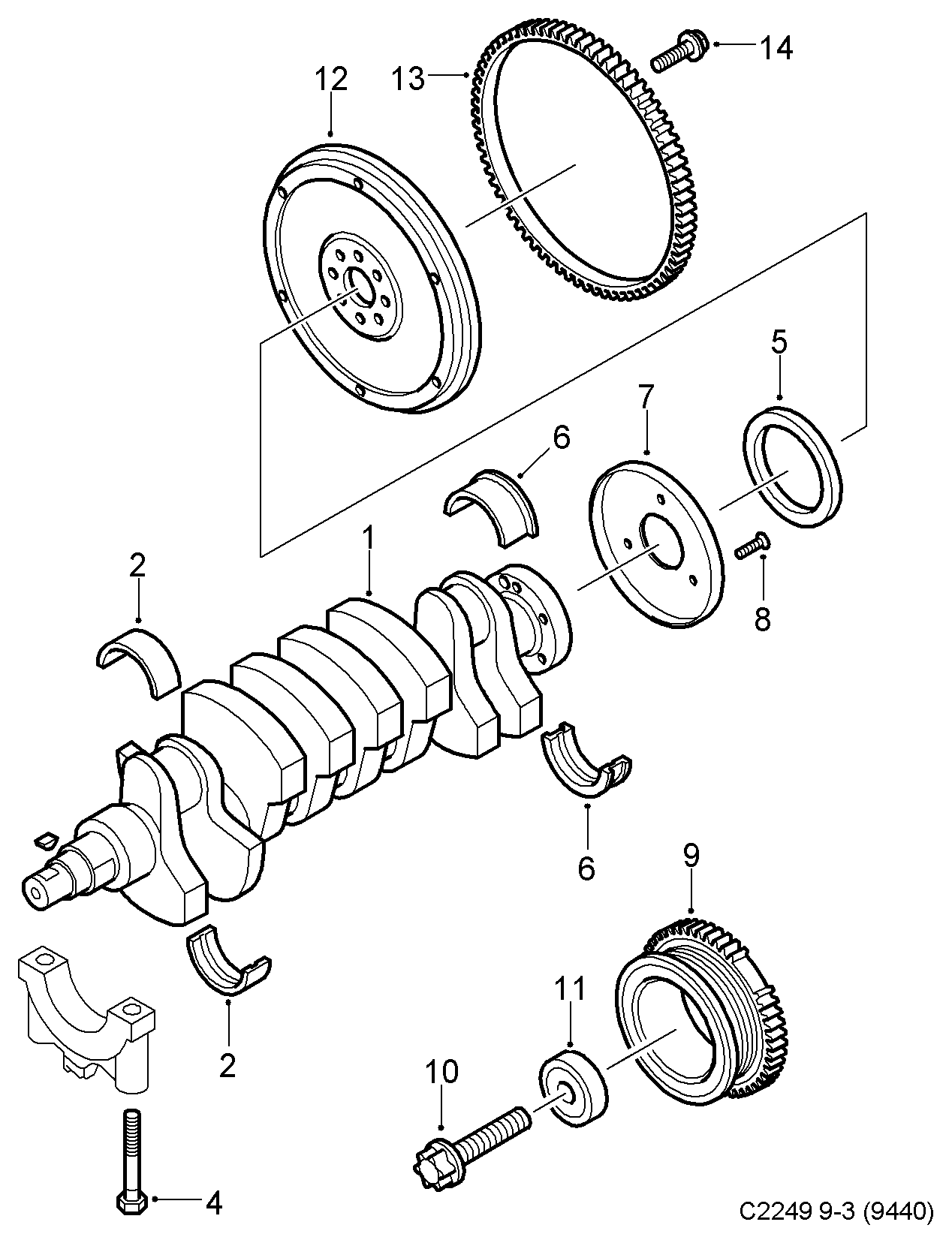 Chevrolet 90352112 - Simering, arbore cotit www.parts5.com