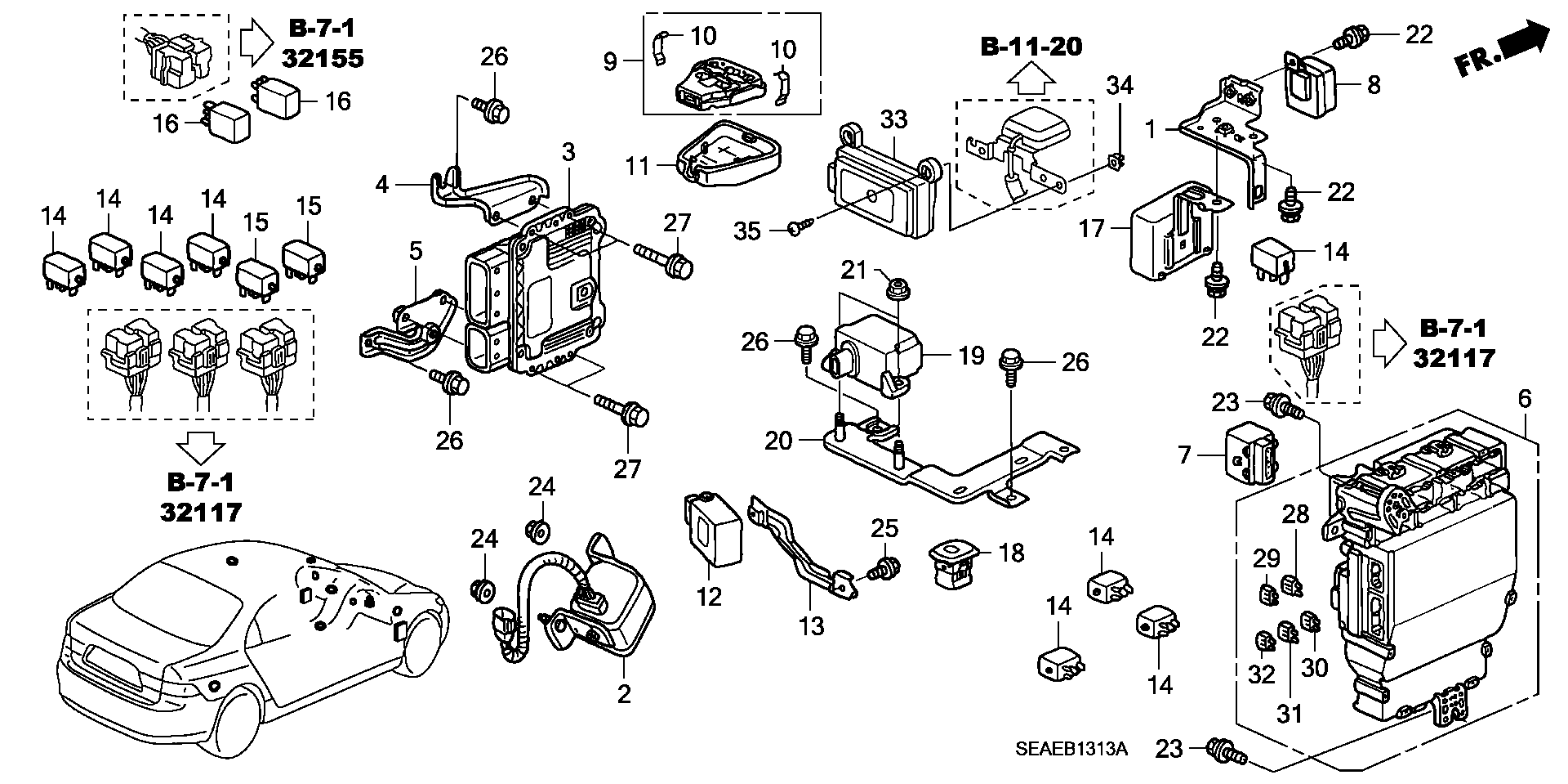 Honda 39794-SDA-901 - RELAY ASSY., ENGINE CONTROL MODULE (MITSUBA) www.parts5.com