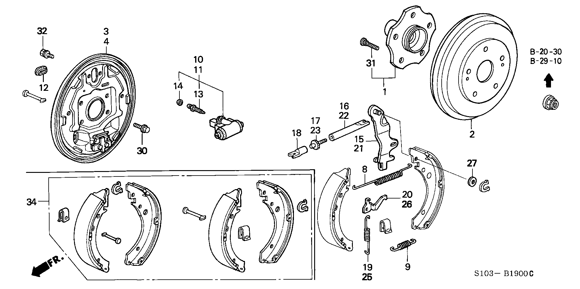 Honda 43053S10A00 - Σετ σιαγόνων φρένων www.parts5.com