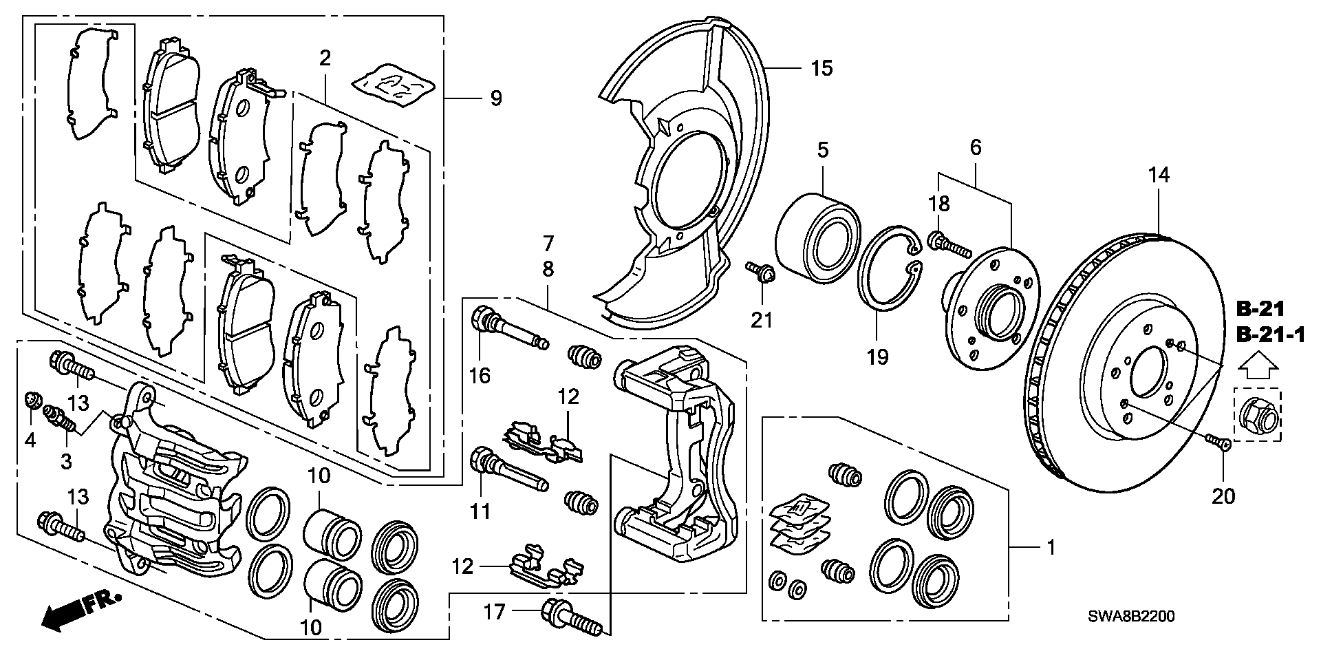 Honda 45022-SHJ-A50 - Sada brzdových destiček, kotoučová brzda www.parts5.com