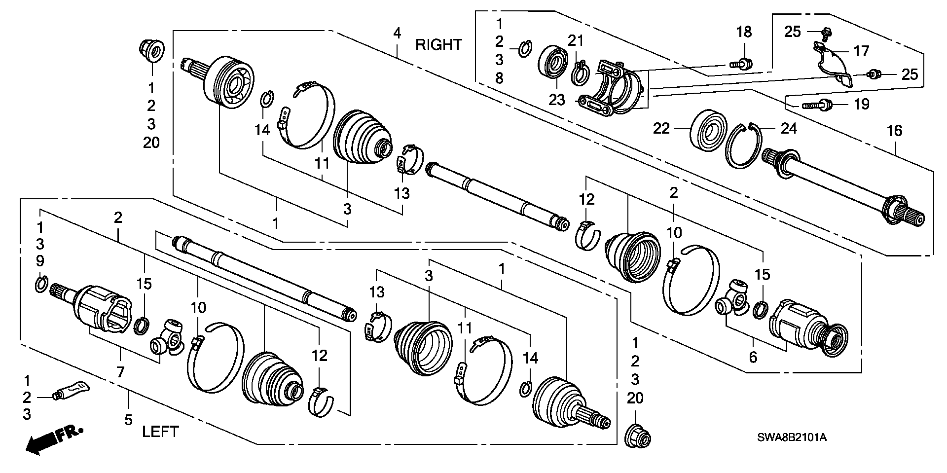 Honda 44017-SJM-000 - Φούσκα, άξονας μετάδ. κίνησης www.parts5.com