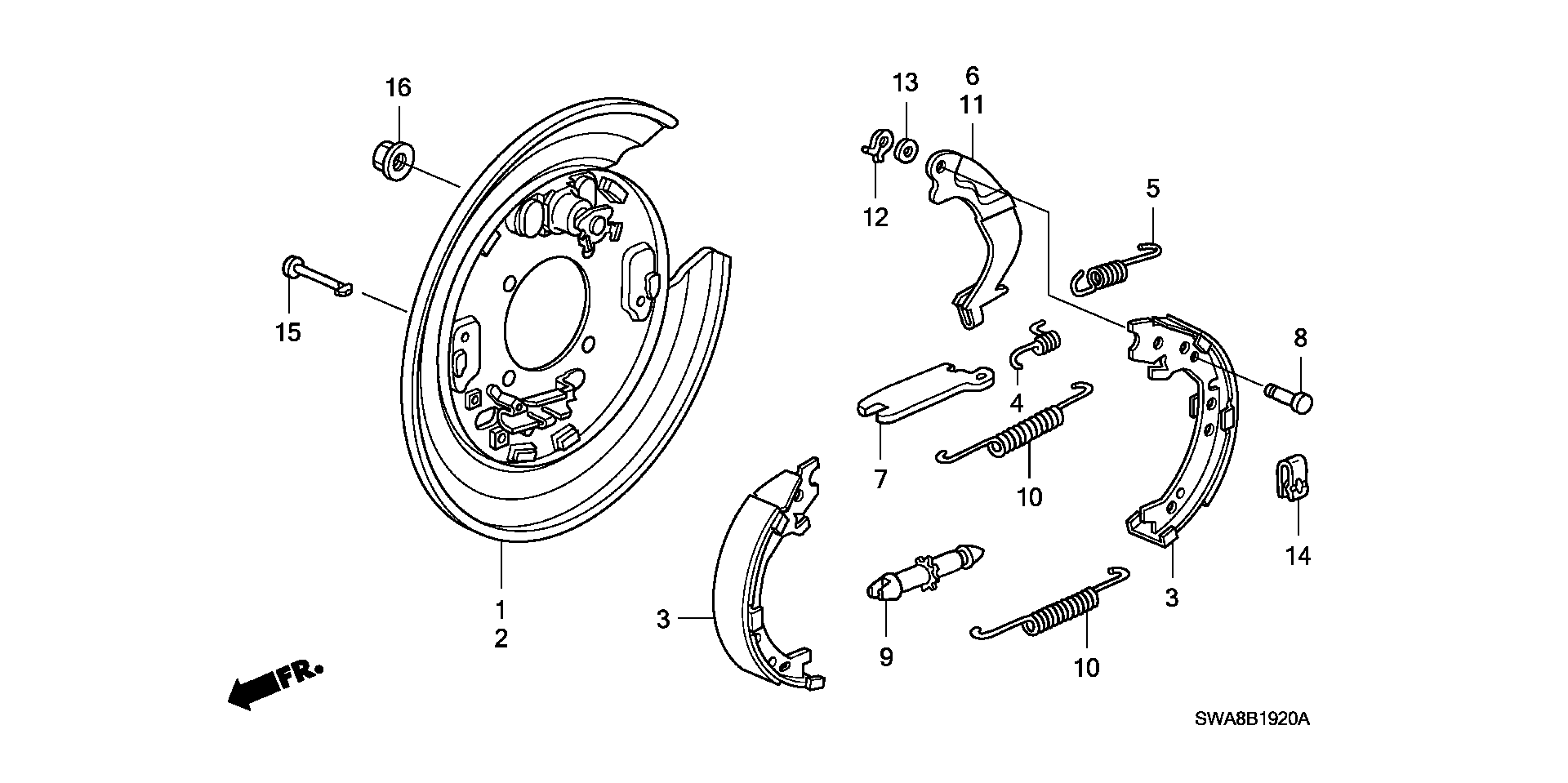 Honda 43154STKA01 - Bremsbackensatz, Feststellbremse www.parts5.com