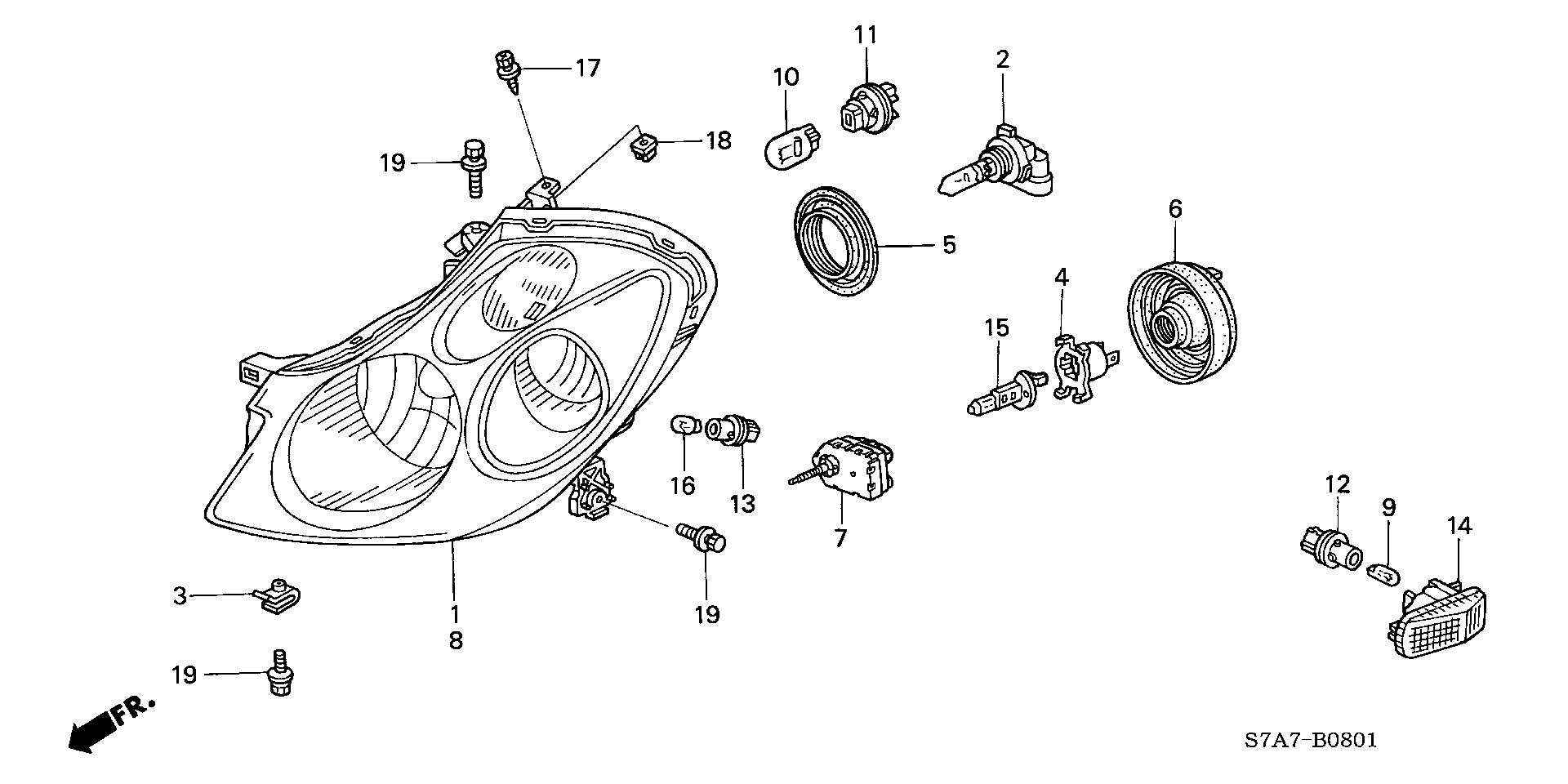 Honda 33103-SL5-A02 - Bec, proiector ceata www.parts5.com