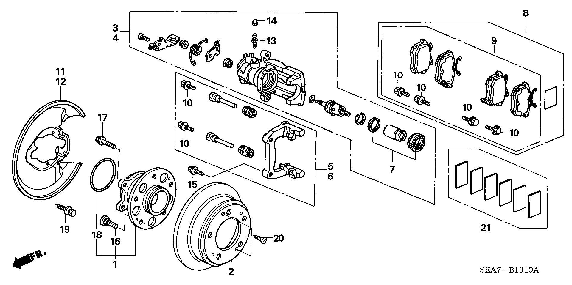 Honda 43022-SEA-E01 - Sada brzdových destiček, kotoučová brzda www.parts5.com