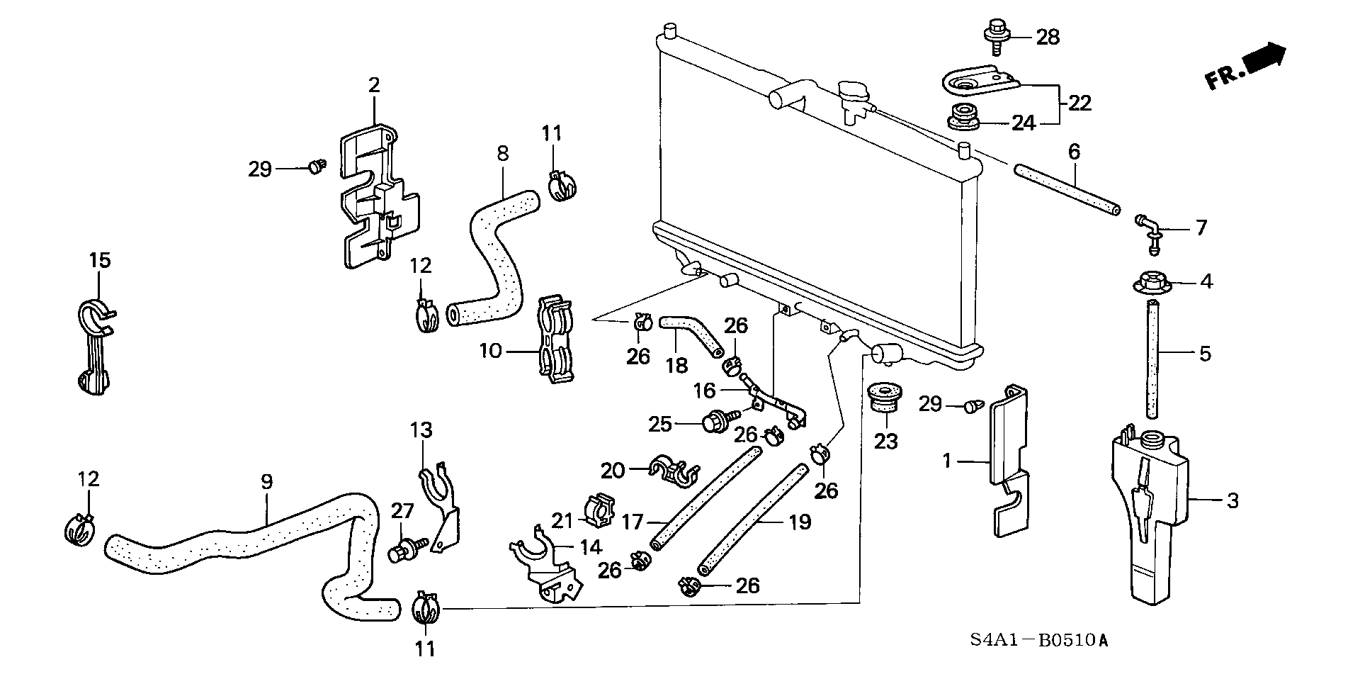 Honda 74173-SK3-E00 - Zawieszenie, chłodnica www.parts5.com