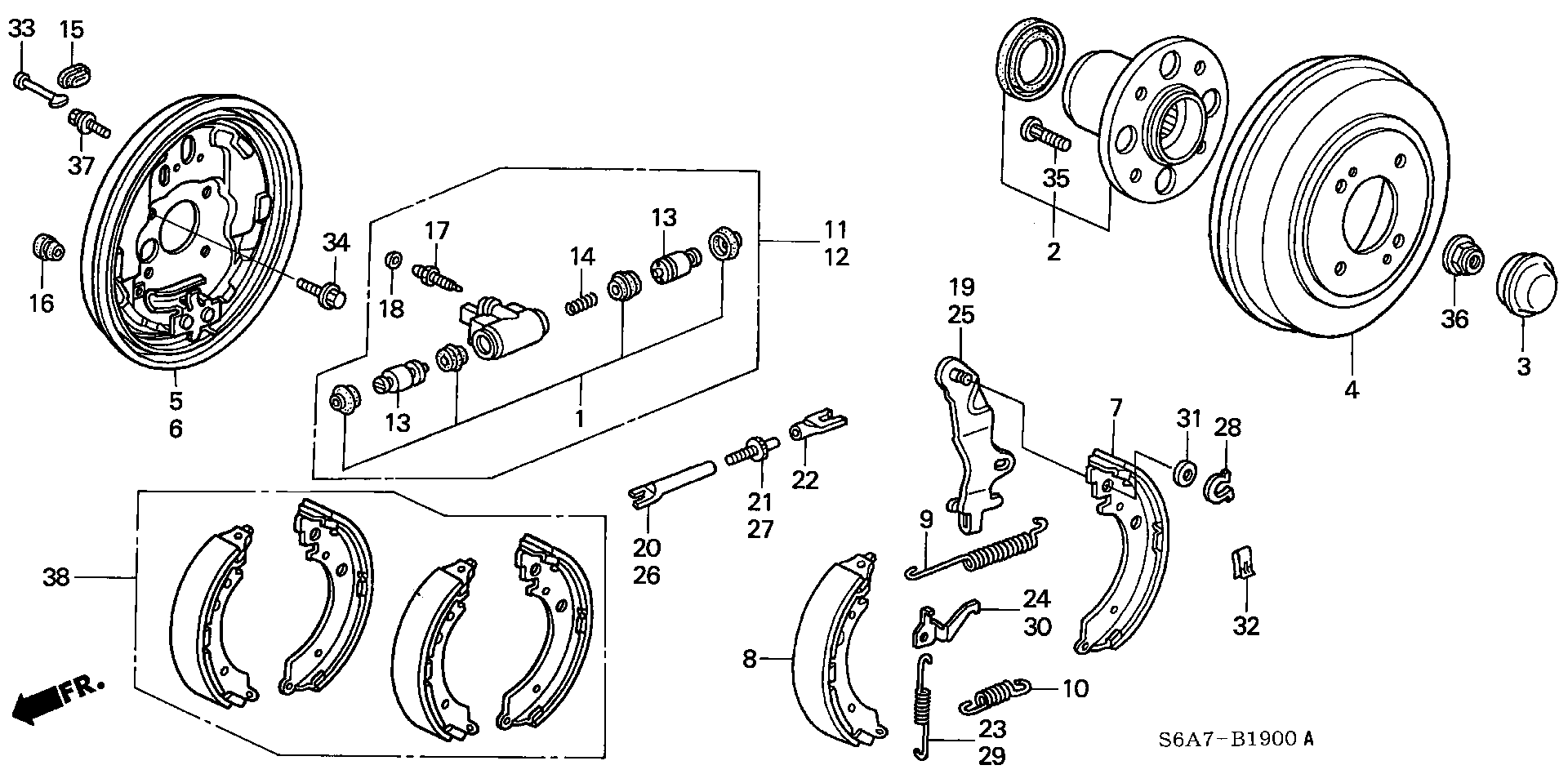 Honda 43053-S6A-E50 - Σετ σιαγόνων φρένων www.parts5.com