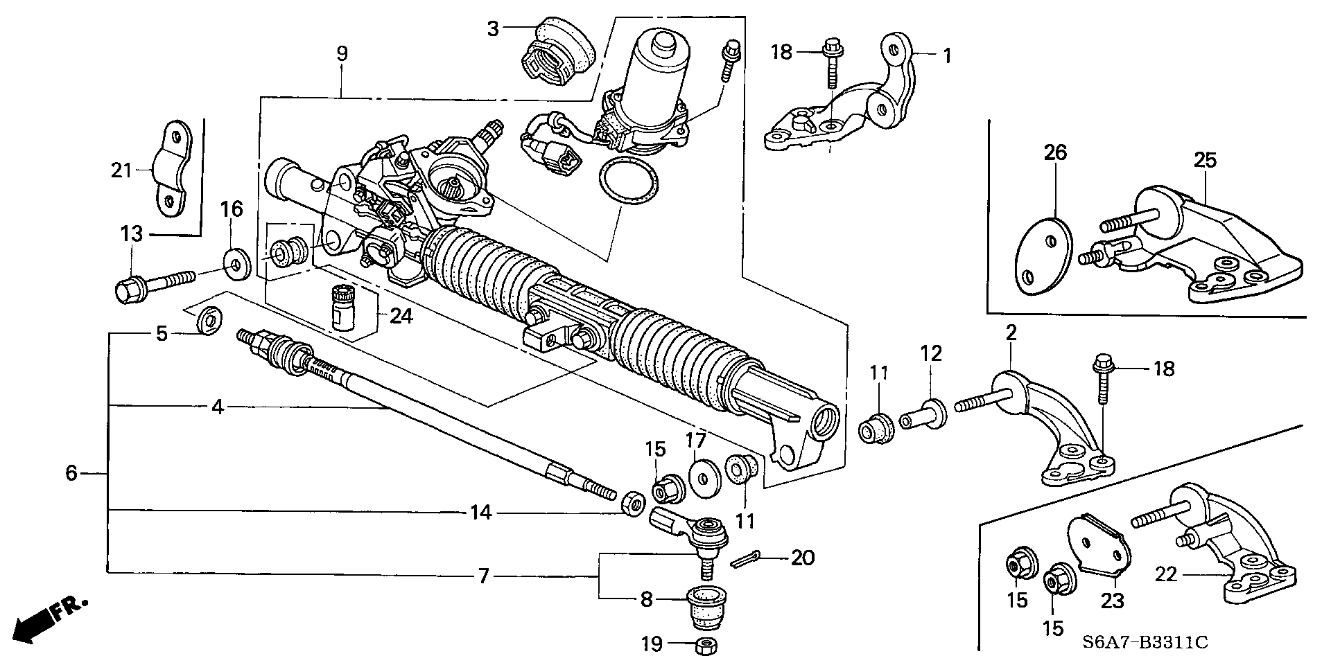 Honda 53521-S5A-003 - Raidetangon pää, suora www.parts5.com