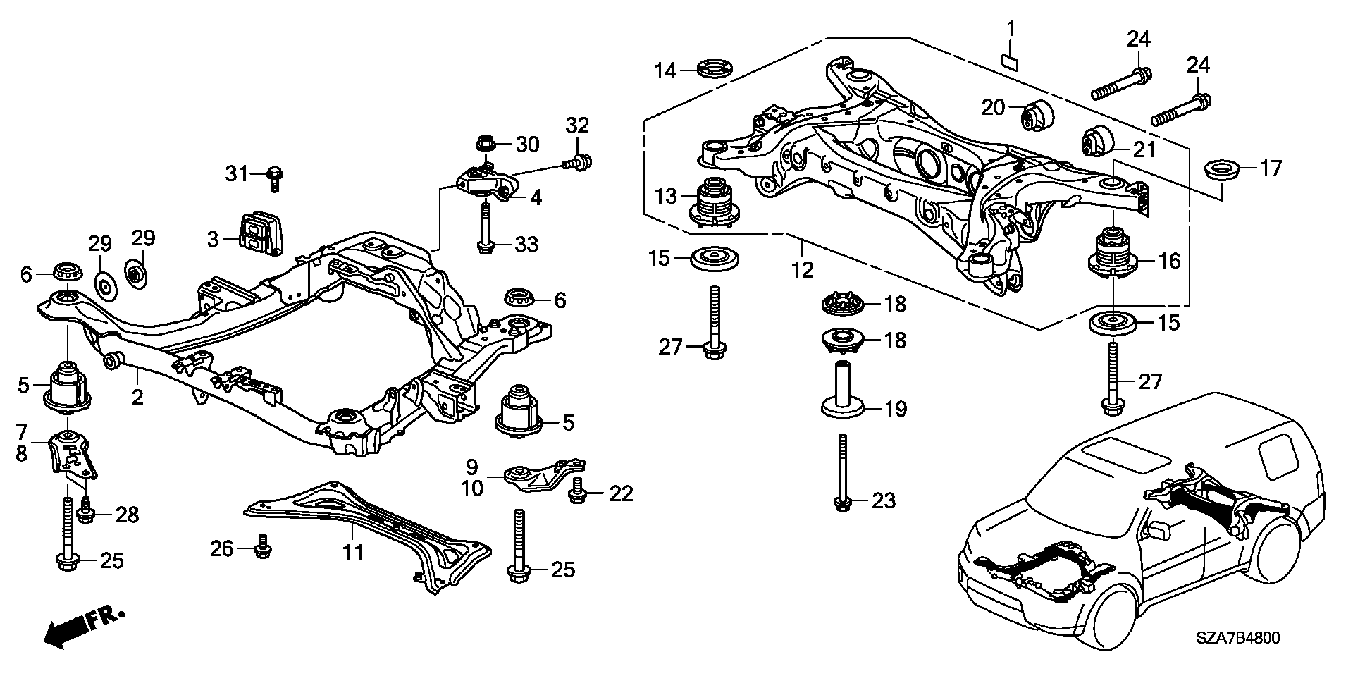 Honda 50712-S3V-A01 - Mounting, differential www.parts5.com