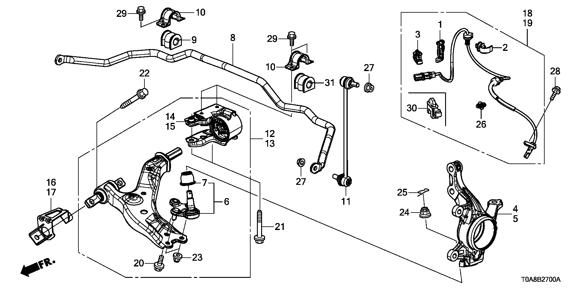 Honda 51320 T0A A01 - Ράβδος / στήριγμα, ράβδος στρέψης www.parts5.com