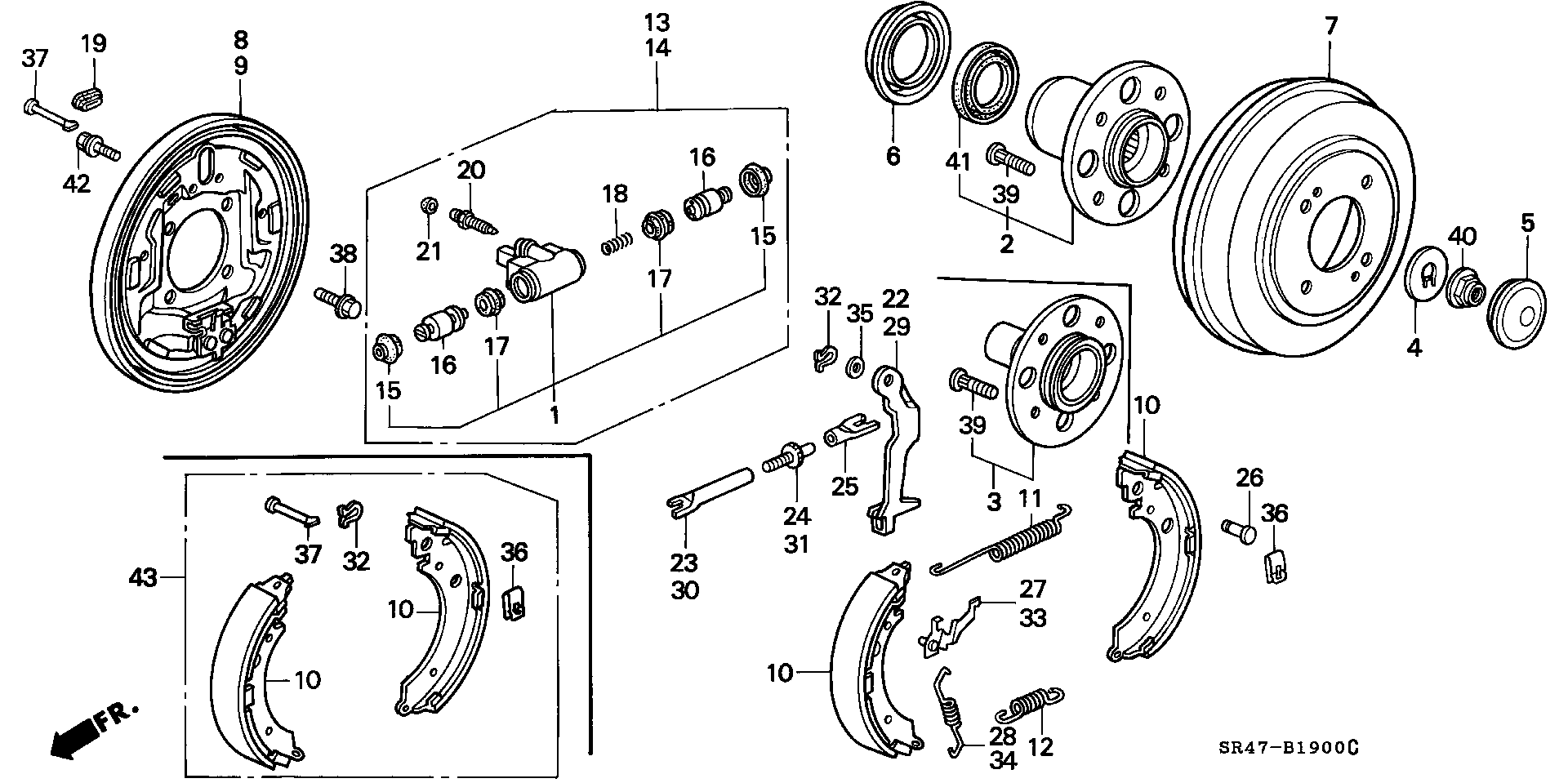 Honda 43375-SA0-003 - Set accesorii, saboti frana parcare www.parts5.com