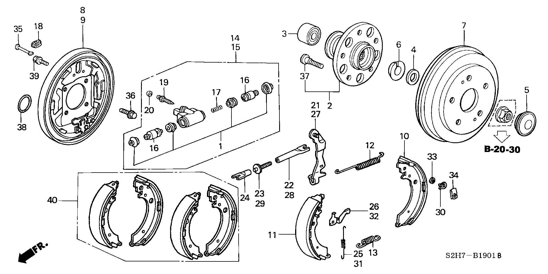 Honda 43172-SM4-A01 - Kit d'accessoires, mâchoires de frein de stationnement www.parts5.com