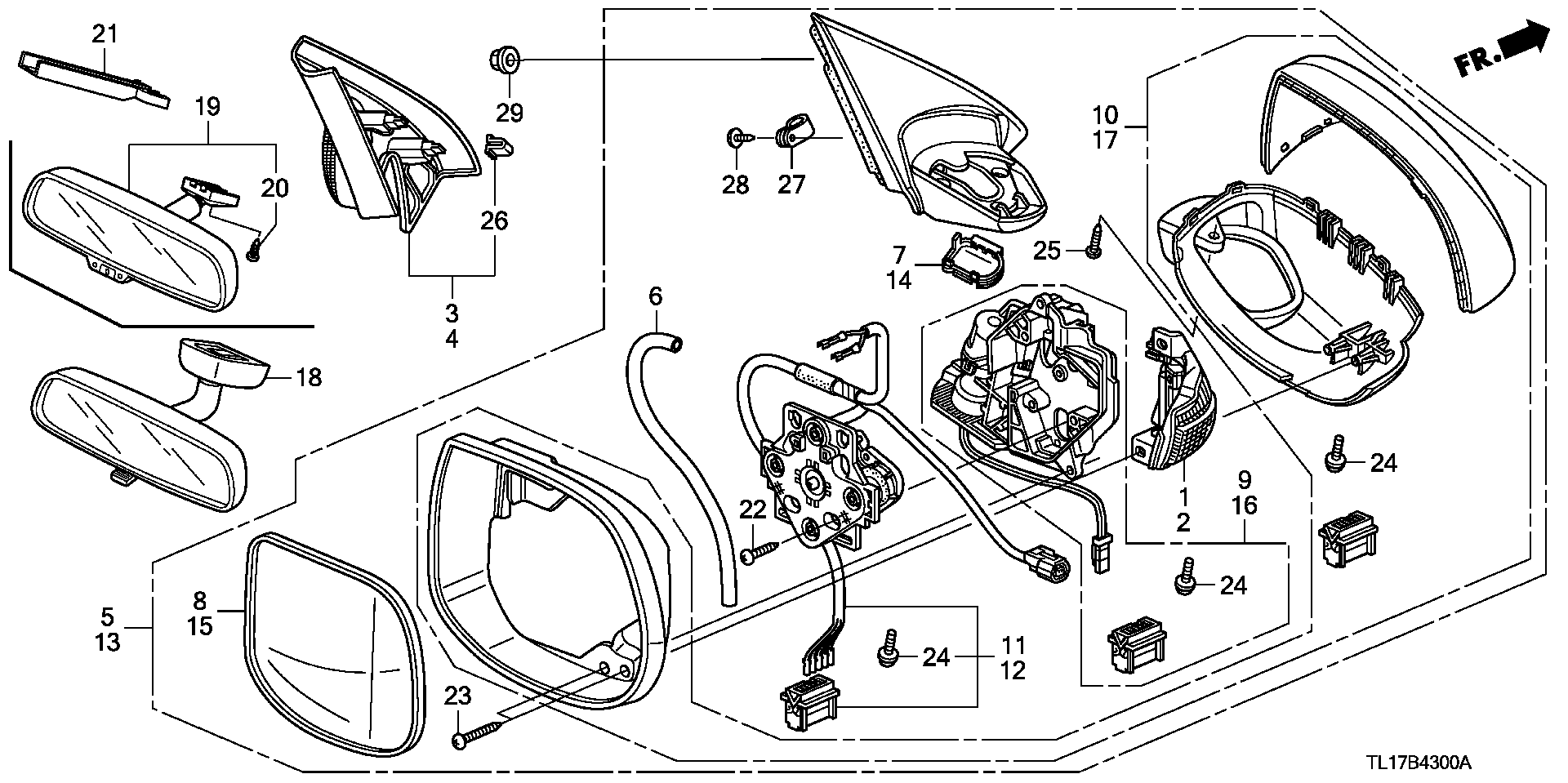 Honda 76203TL0E21 - Зеркальное стекло, наружное зеркало www.parts5.com