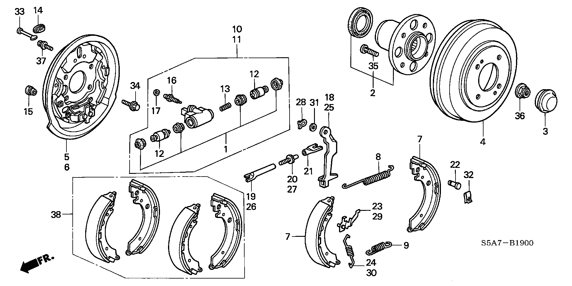 Honda 42610S5A000 - Тормозной барабан www.parts5.com