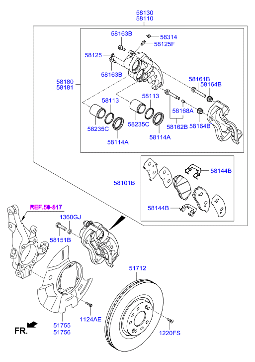 Hyundai 58101-2WA01 - Σετ τακάκια, δισκόφρενα www.parts5.com