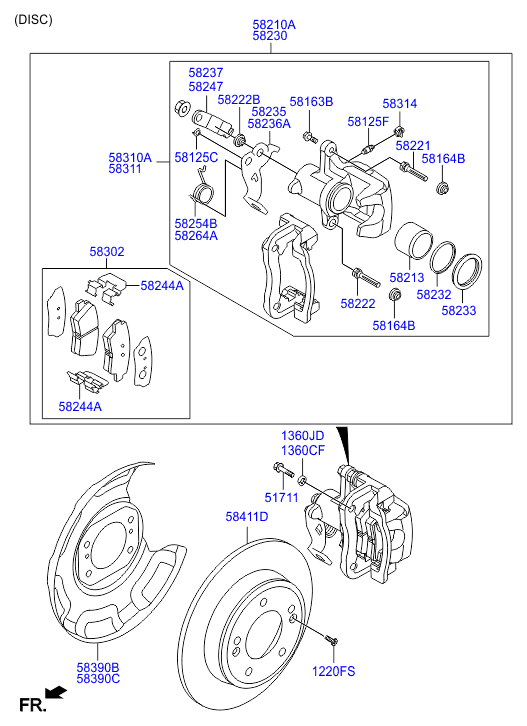 KIA 58302 3XA30 - Brake Pad Set, disc brake parts5.com