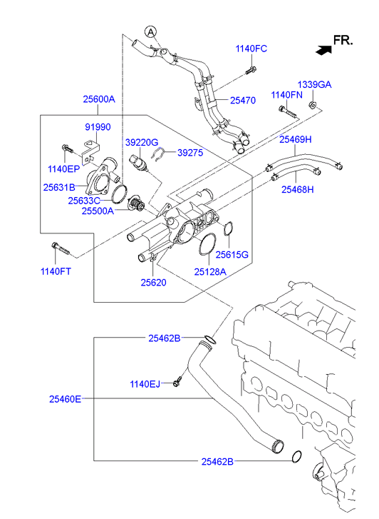 Hyundai 25500-23010 - Thermostat, coolant www.parts5.com