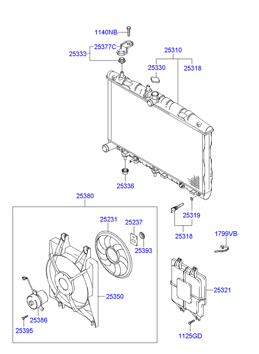 Hyundai 25330-25000 - Zaporni pokrov,hladilnik www.parts5.com