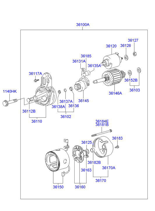 Hyundai 36100 22855 - Starter www.parts5.com