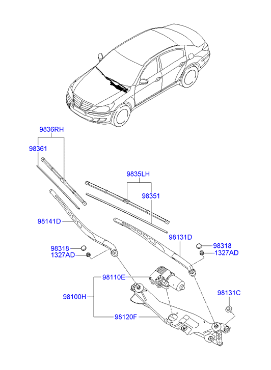 Hyundai 983603M200 - Stieracia liżta www.parts5.com